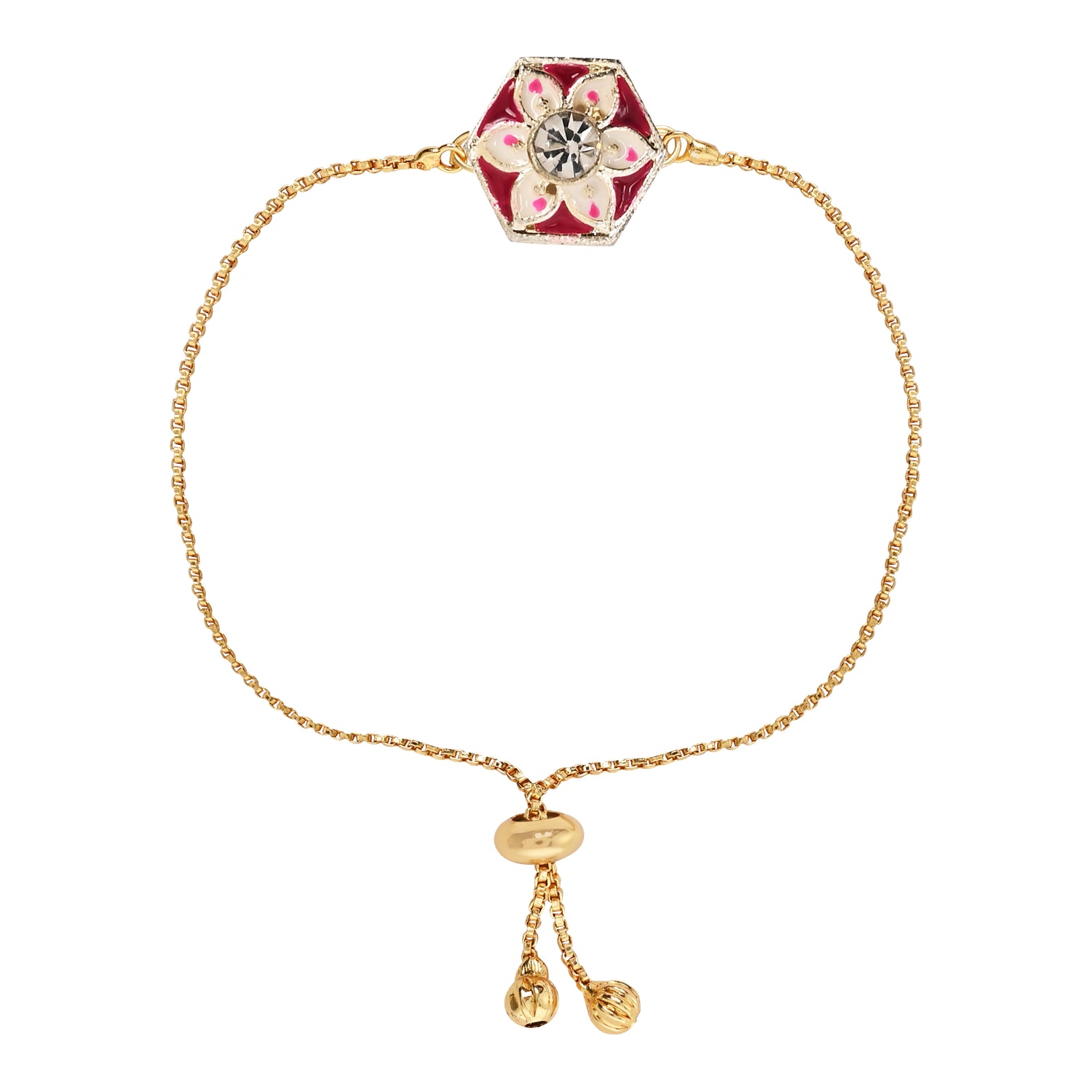 Pink Meenakari Floral-Shaped Bracelet