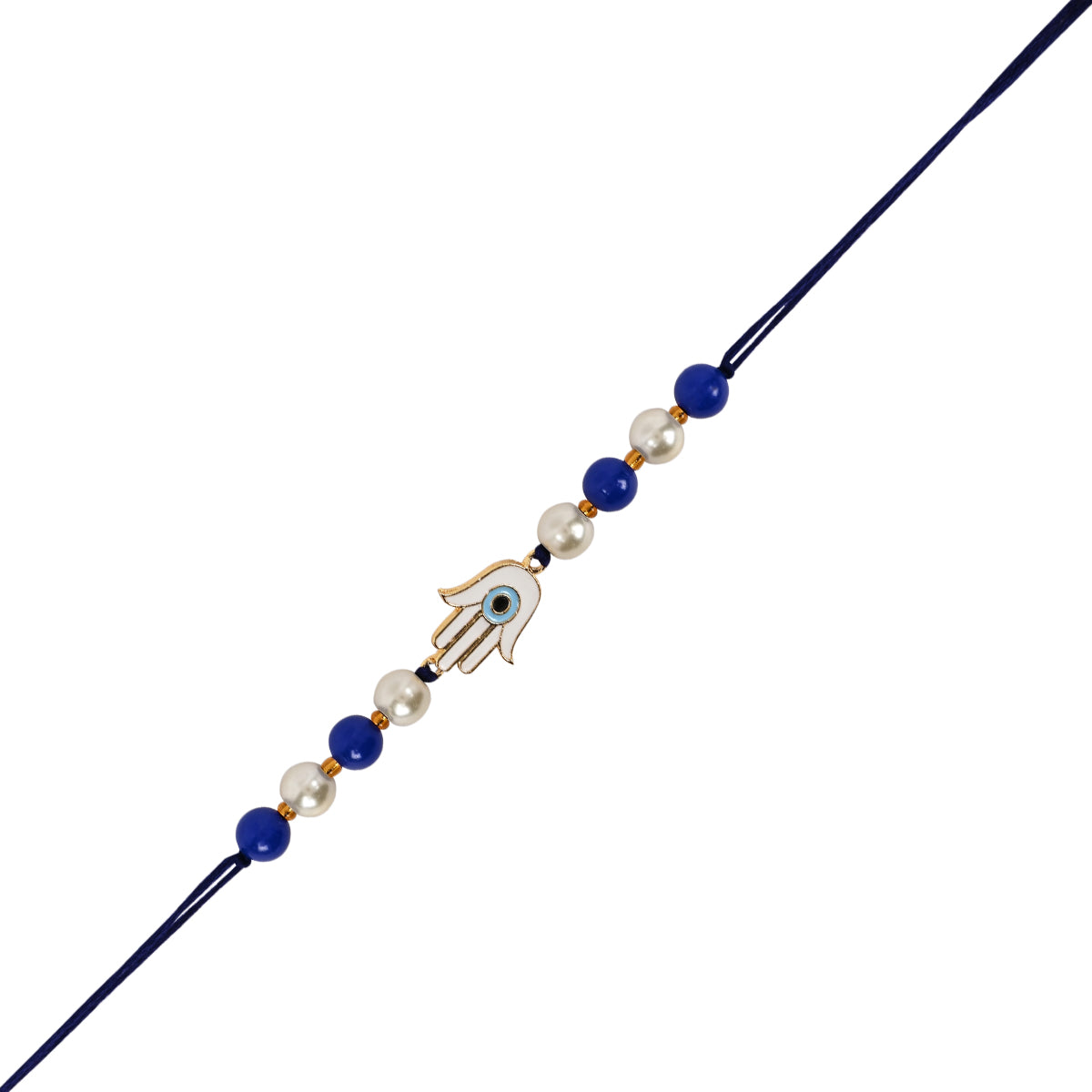 Hamsa Shape Evil Eye Rakhi & Watch Charm Lumba (Watch Accesories) Combo With Roli Chawal & Rakshabandhan Card