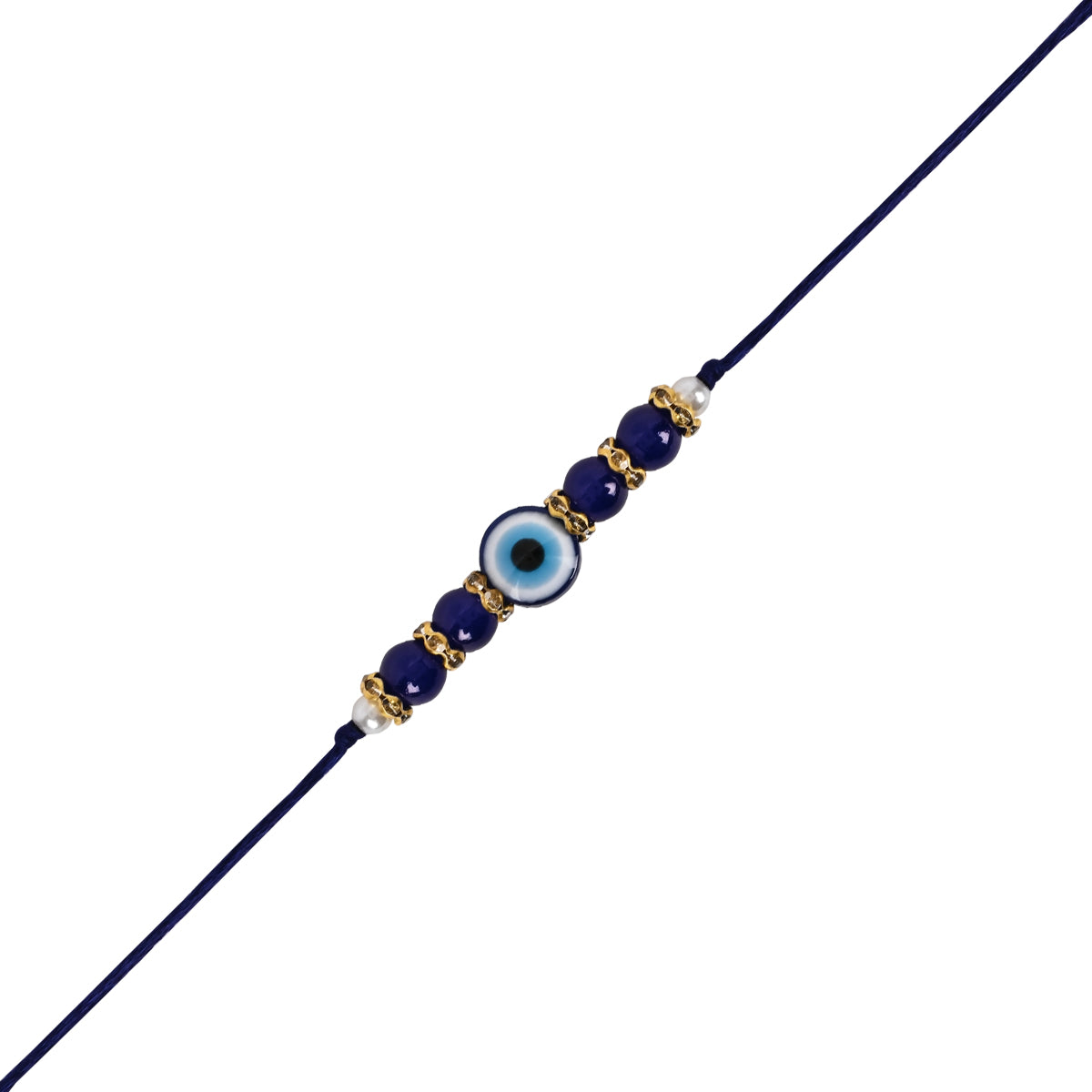 Round Shape Evil Eye Rakhi & Watch Charm Lumba (Watch Accesories) Combo With Roli Chawal & Rakshabandhan Card