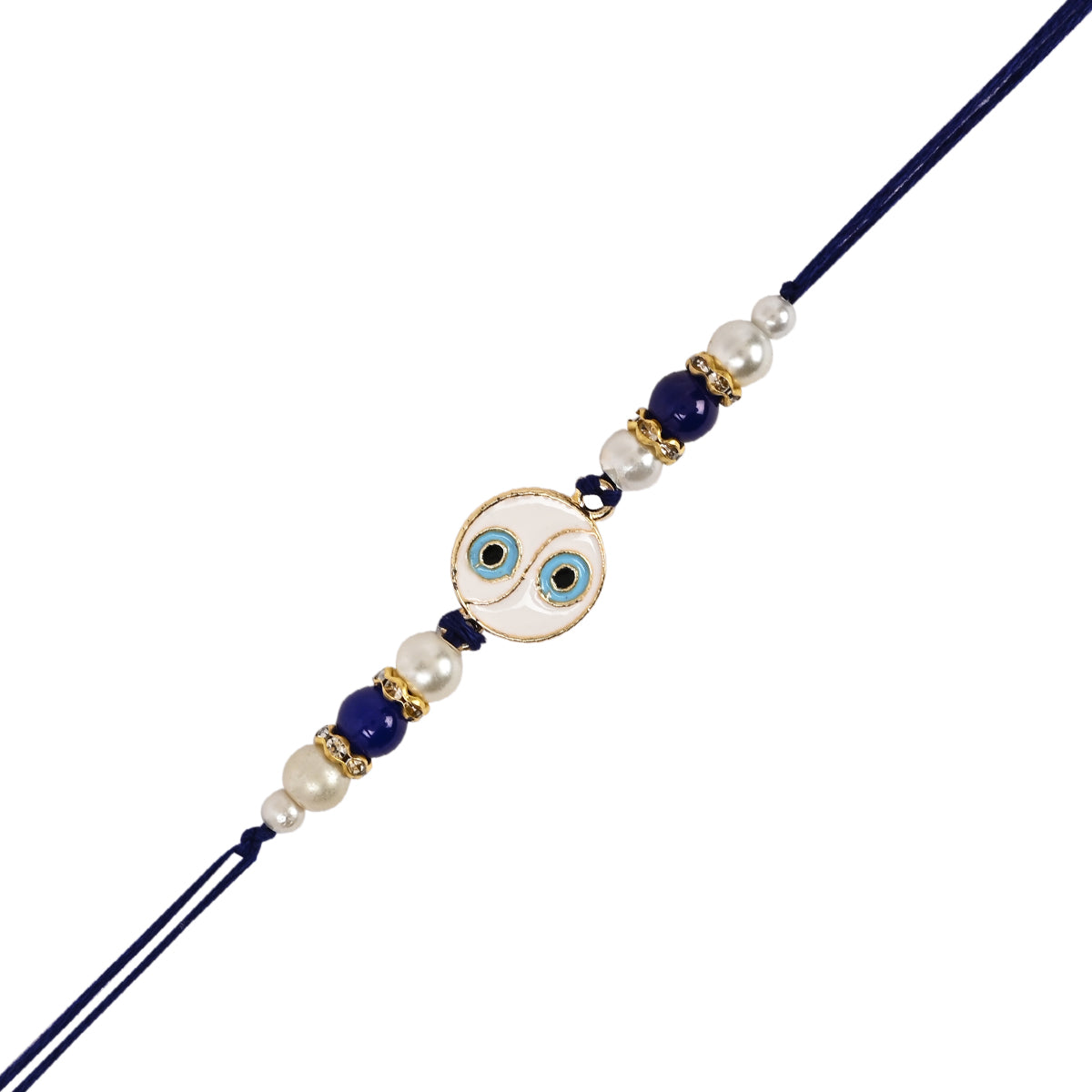 Round Shape Evil Eye Rakhi & Watch Charm Lumba (Watch Accesories) Combo With Roli Chawal & Rakshabandhan Card