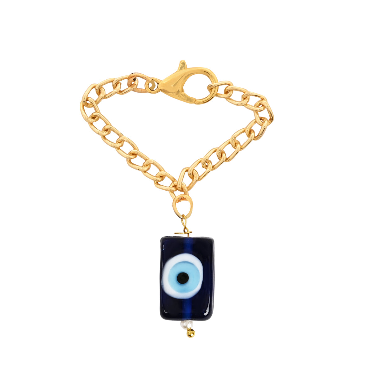 Square Shape Evil Eye Rakhi & Watch Charm Lumba (Watch Accesories) Combo With Roli Chawal & Rakshabandhan Card