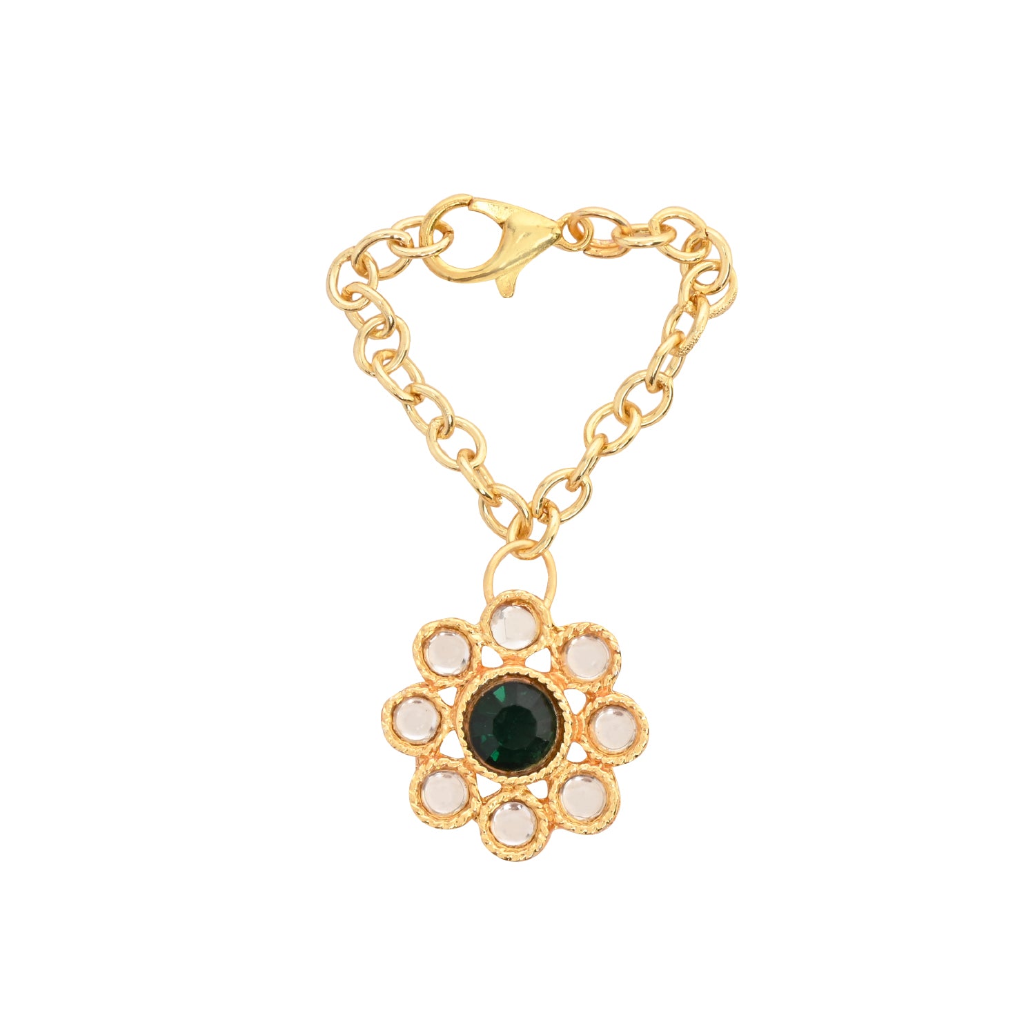 Green Pearl & Kundan Rakhi & Watch Charm Lumba (Watch Accesories) Combo With Roli Chawal & Rakshabandhan Card