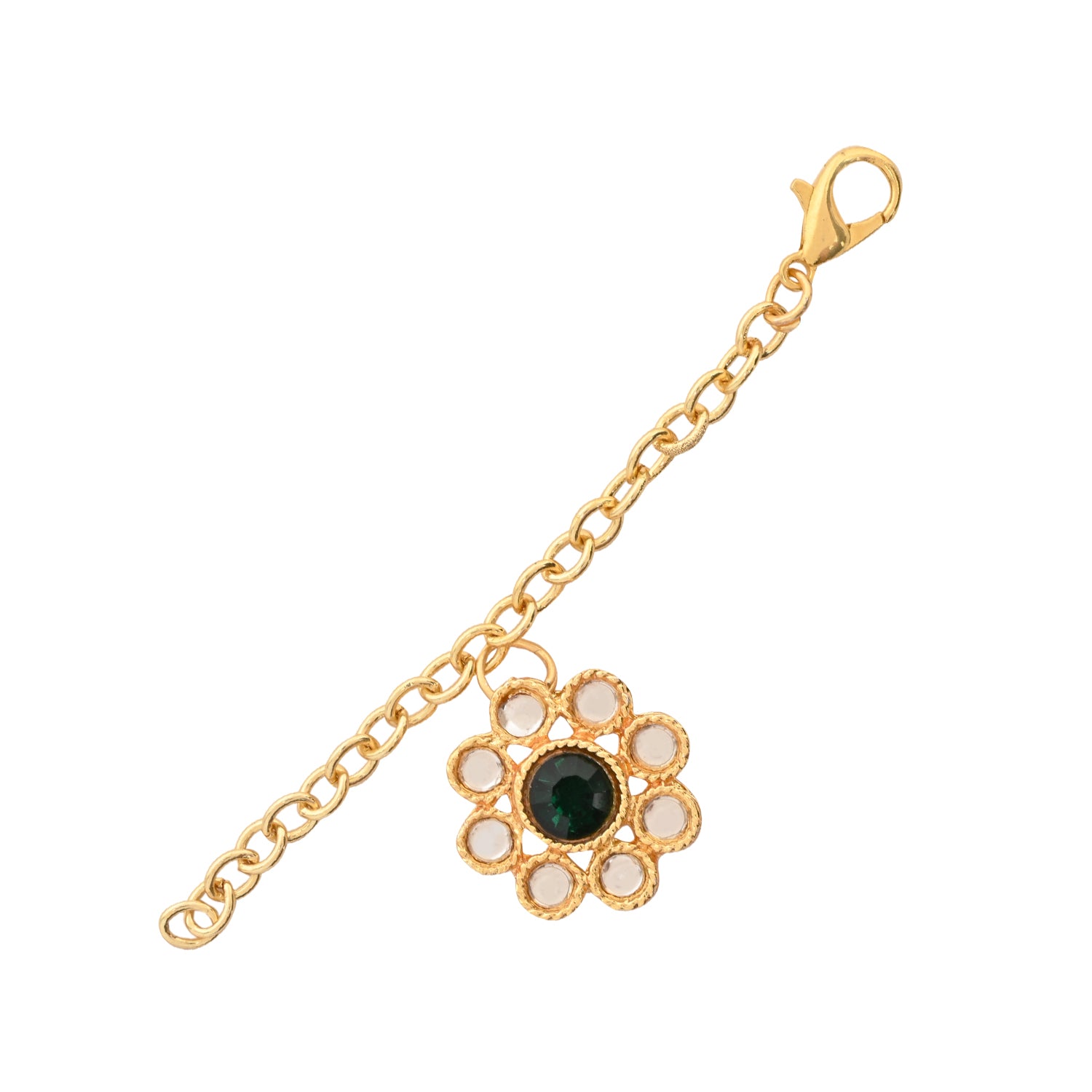 Green Pearl & Kundan Rakhi & Watch Charm Lumba (Watch Accesories) Combo With Roli Chawal & Rakshabandhan Card