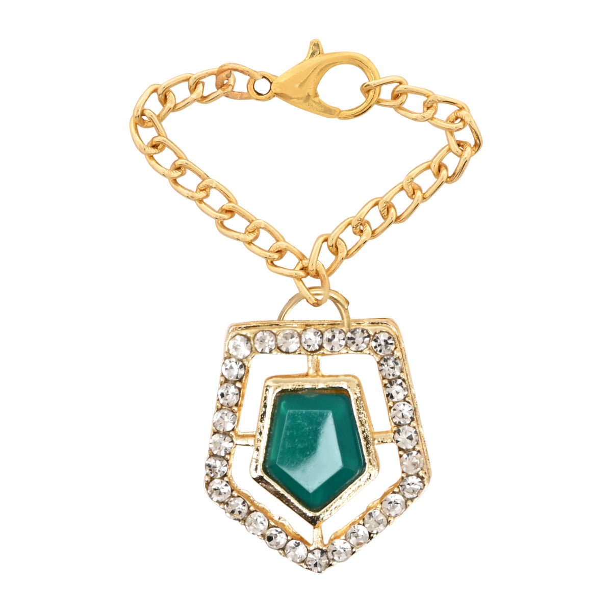 Green Pearl & Kundan Rakhi & Watch Charm Lumba (Watch Accesories) Combo With Roli Chawal & Rakshabandhan Card