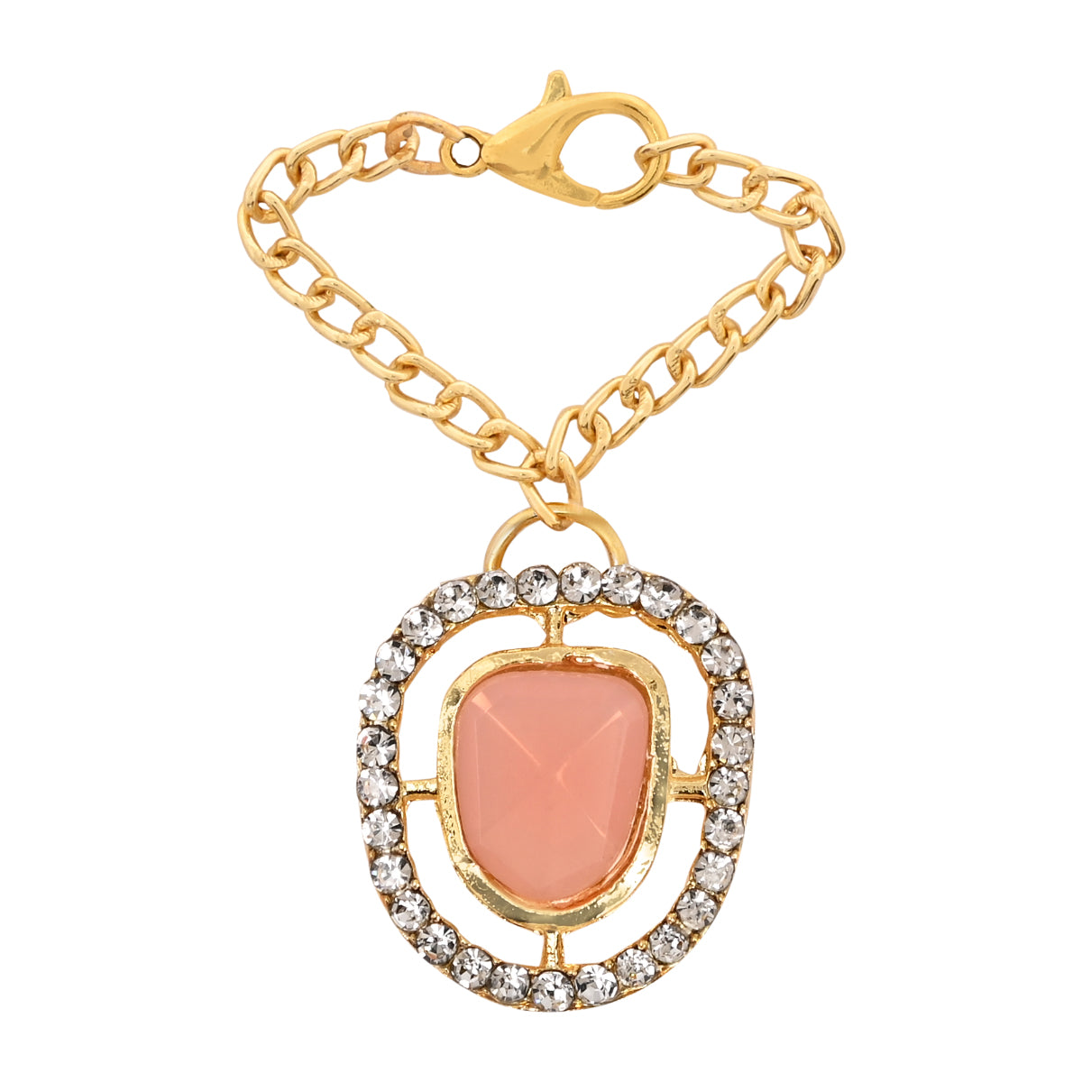 Peach Pearl & Kundan Rakhi & Watch Charm Lumba (Watch Accesories) Combo With Roli Chawal & Rakshabandhan Card