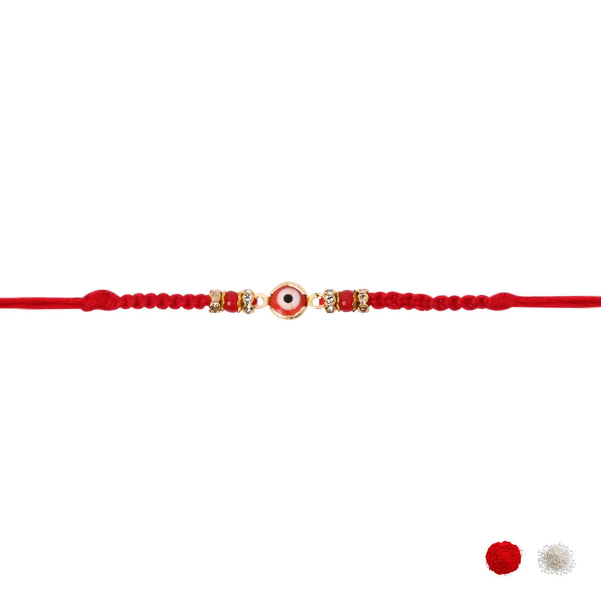 Minimalist Evil Eye Rakhis With Roli Chawal & Rakshabandhan Card (Pack of 2)