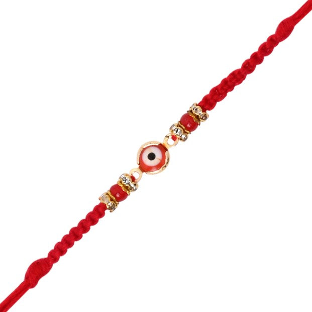Minimalist Evil Eye Rakhis With Roli Chawal & Rakshabandhan Card (Pack of 2)