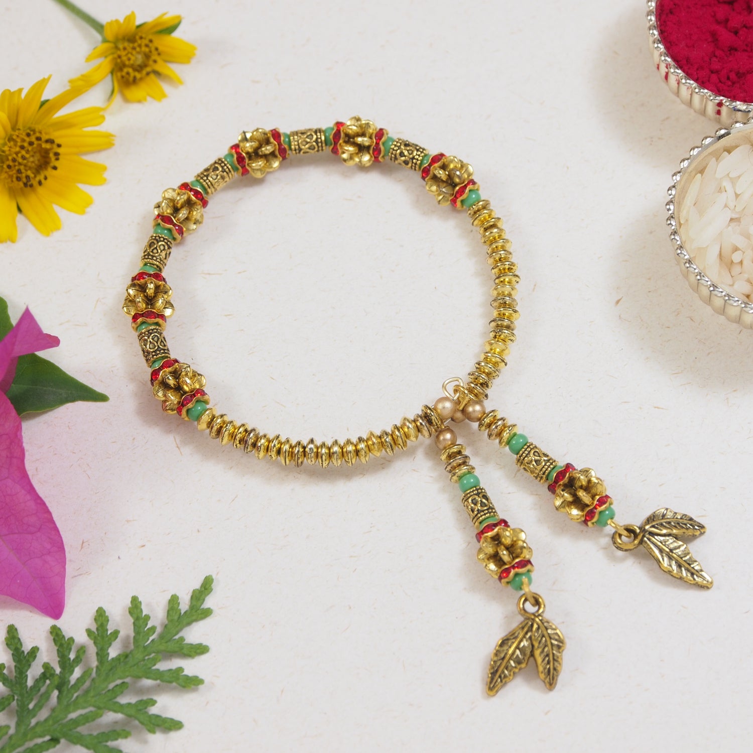 Elegantly Crafted Red Pearl Adjustable Lumba Bracelet