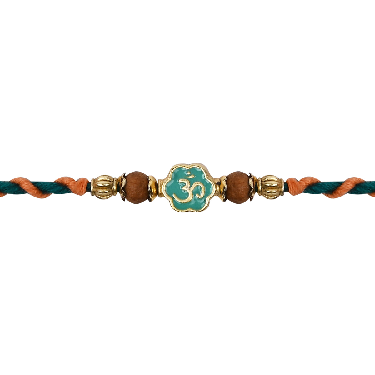 Om Mint Enamel Pearl Beaded Rakhi