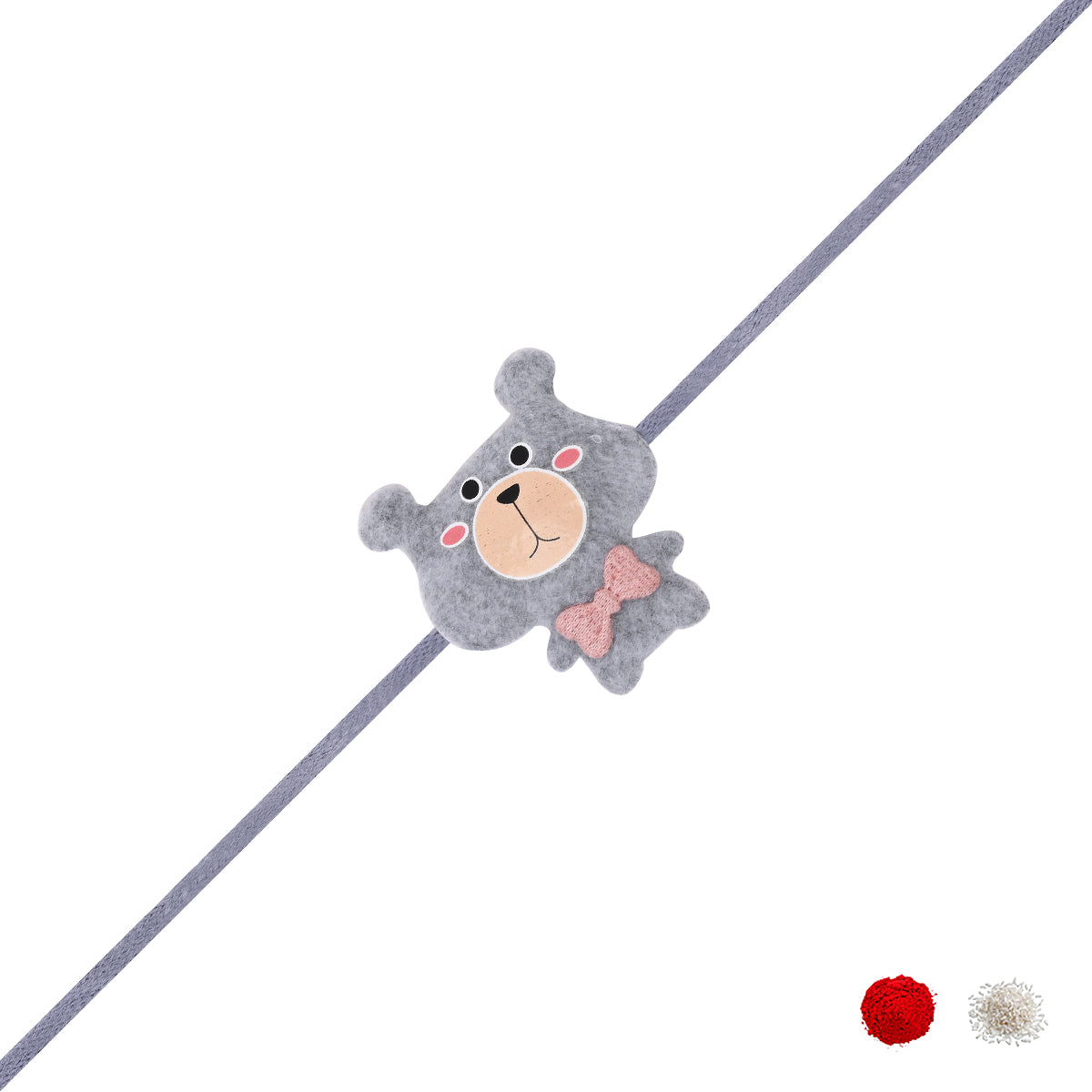 Cute Teddy LED Light Rakhi With Roli Chawal & Rakshabandhan Card