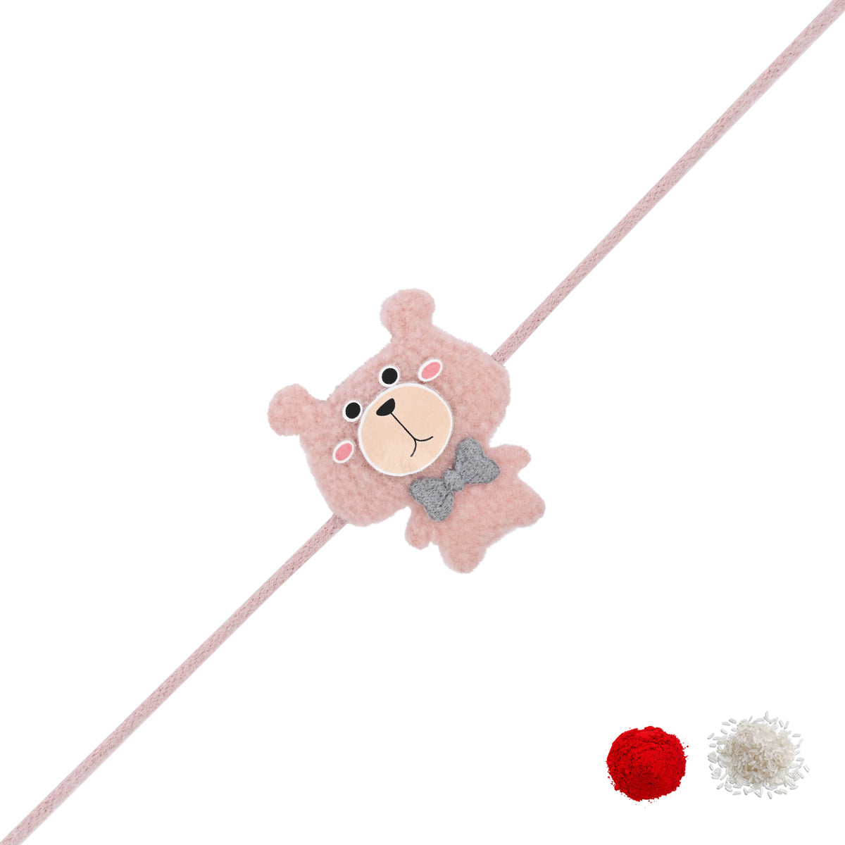 Cute Teddy LED Light Rakhi With Roli Chawal & Rakshabandhan Card