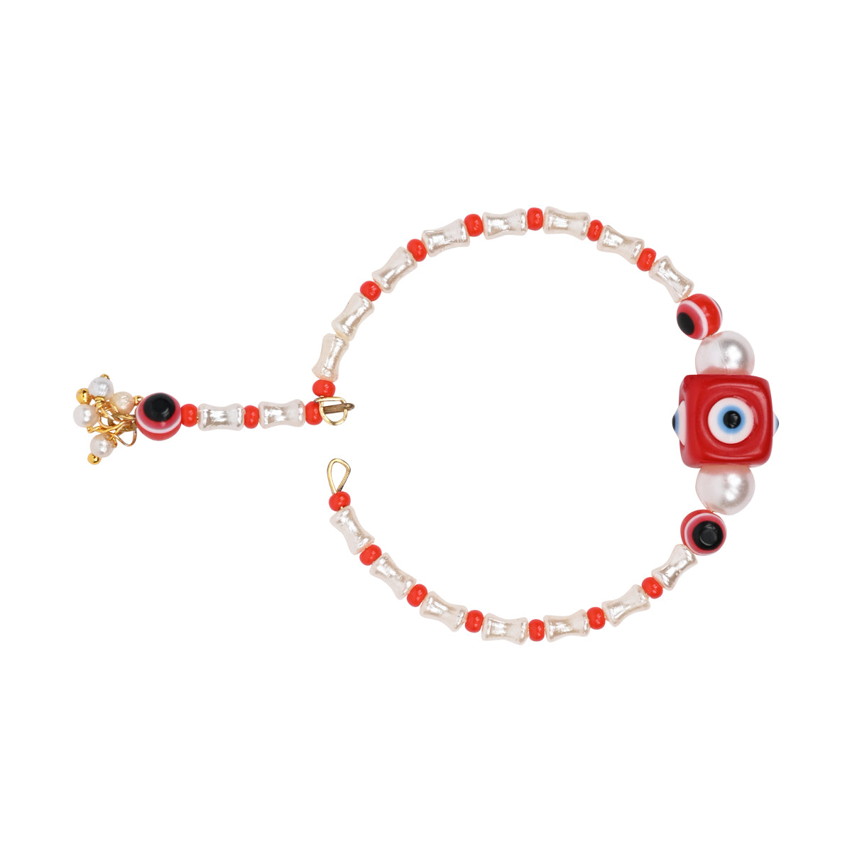 Elegantly Crafted Red Evil Eye Pearl Bracelet