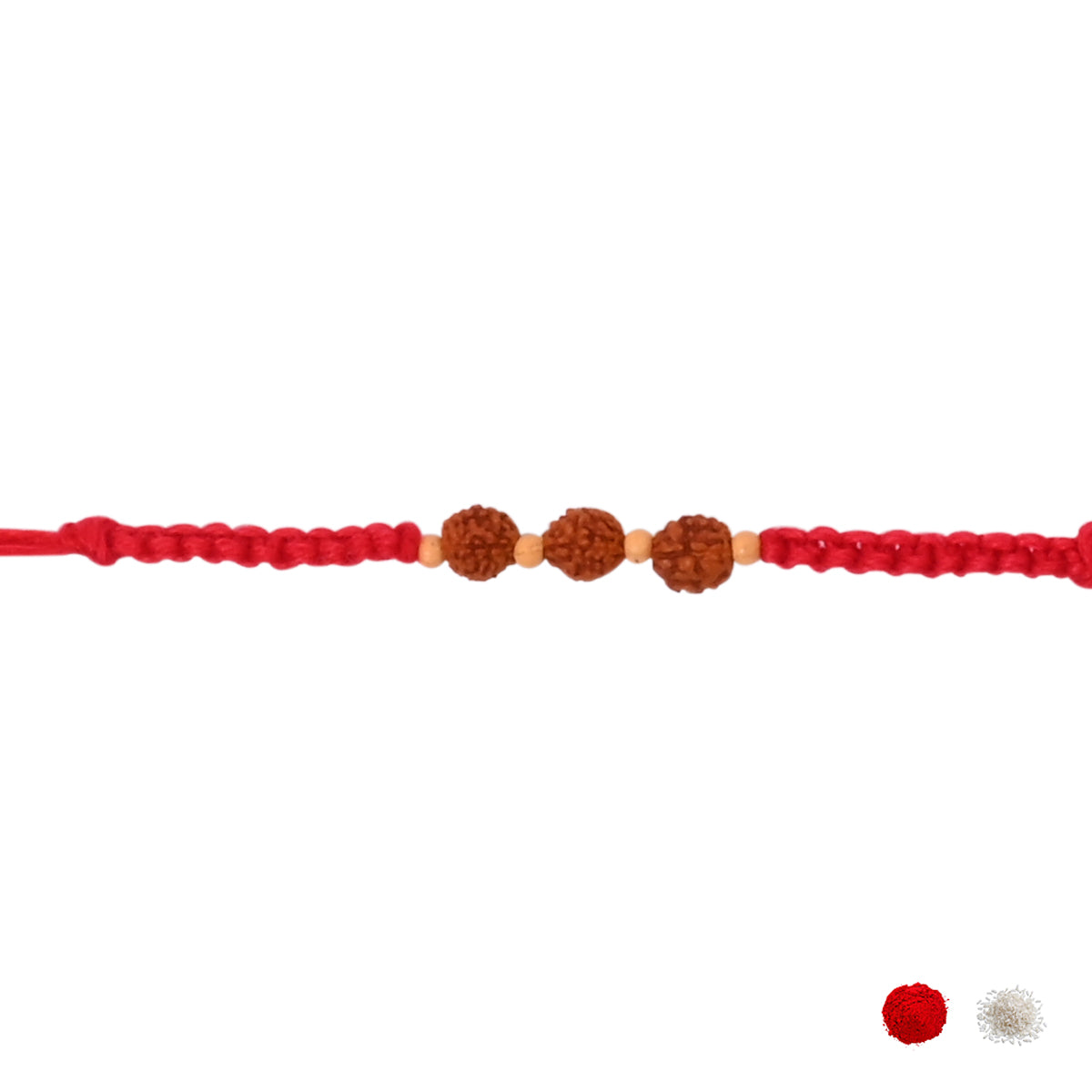 Rudraksh Beaded Rakhi Combo For Bhai - Pack of 2 with Roli Chawal and Card