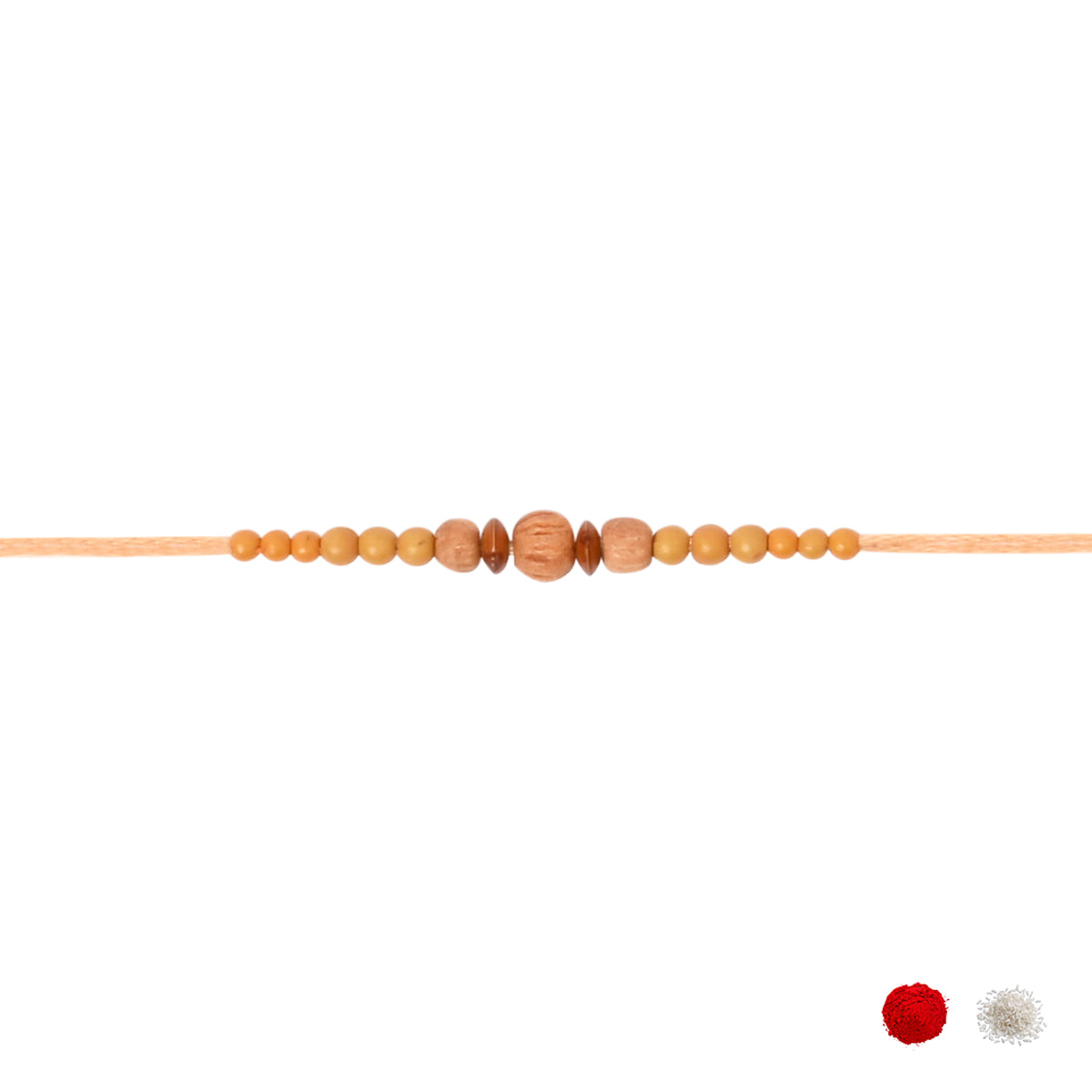 Wooden Bead Rakhi with Roli Chawal and Raksha Bandhan Card
