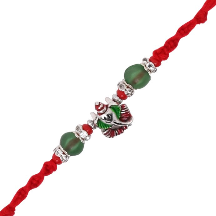 Divine Ganesha Rakhi With Roli Chawal & Rakshabandhan Card