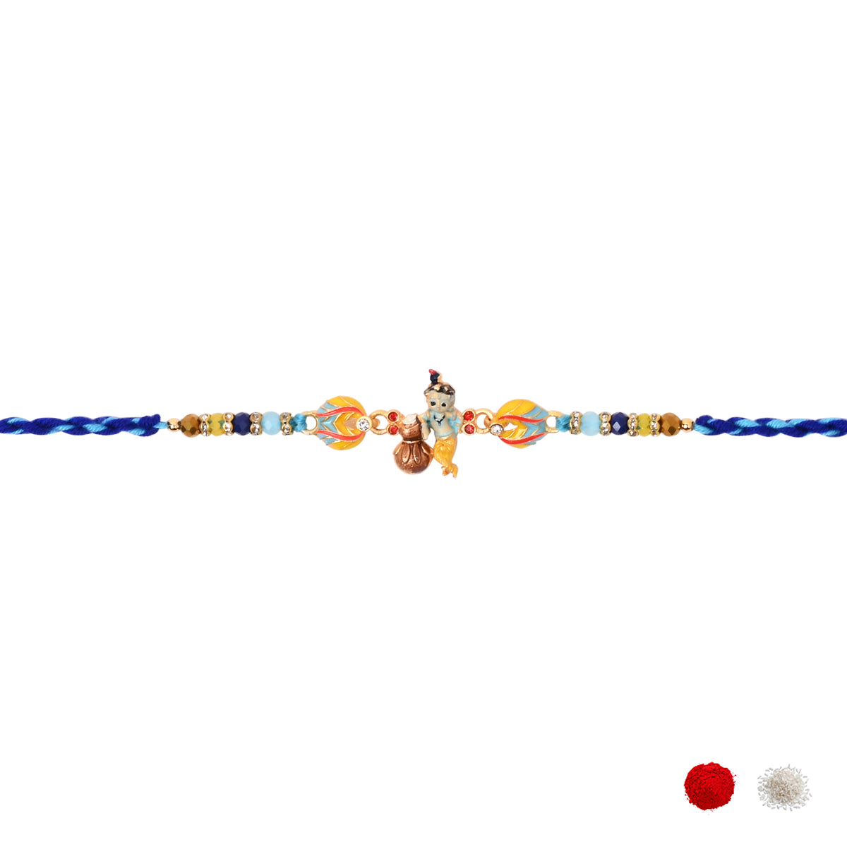Adorable Little Krishna Matki Rakhi With Roli Chawal & Card