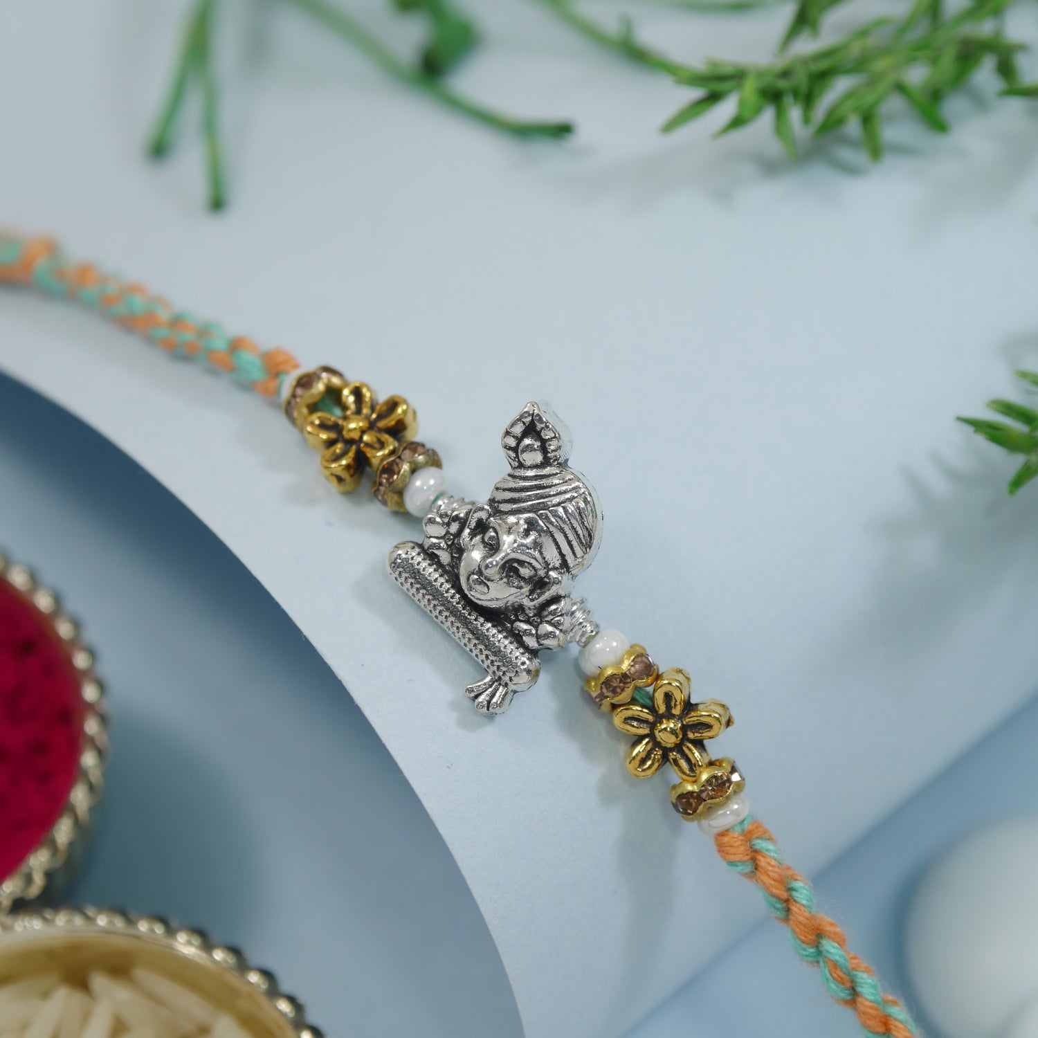 Krishna Rakhi for Brother with Roli Chawal and Raksha Bandhan Card