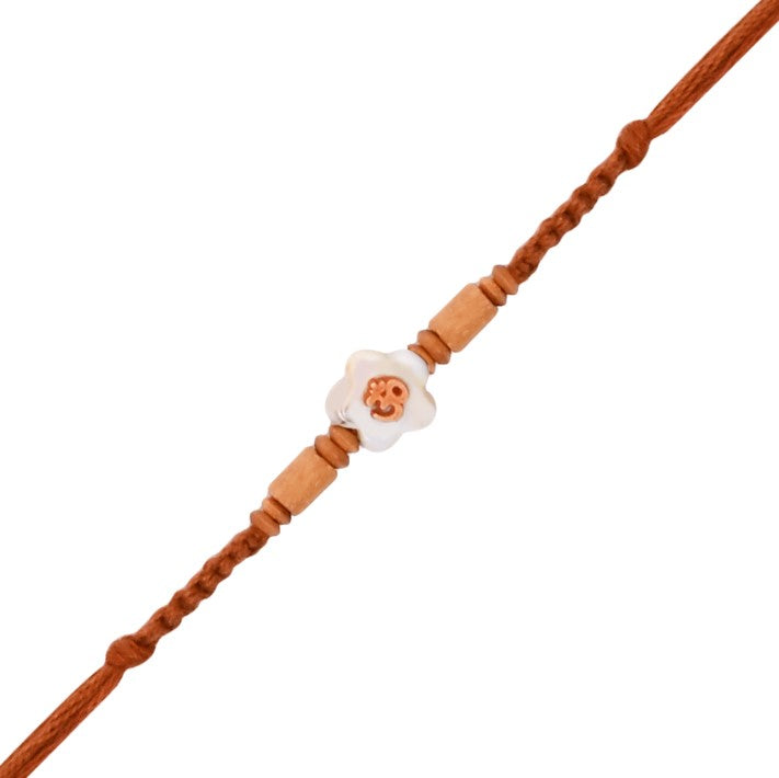 Om Flower Rakhi with Roli Chawal and Raksha Bandhan Card