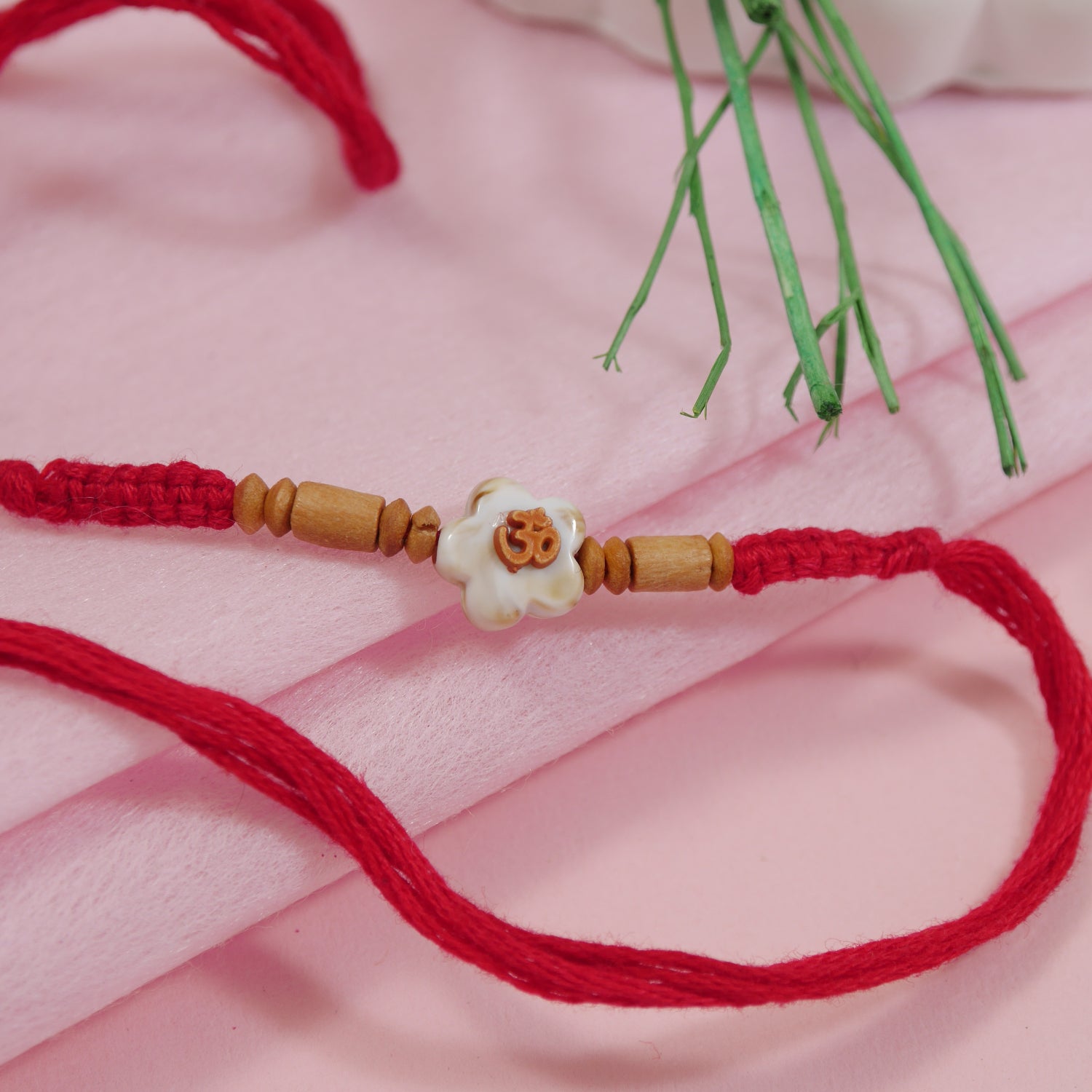 Om Floral Rakhi with Roli Chawal and Raksha Bandhan Card