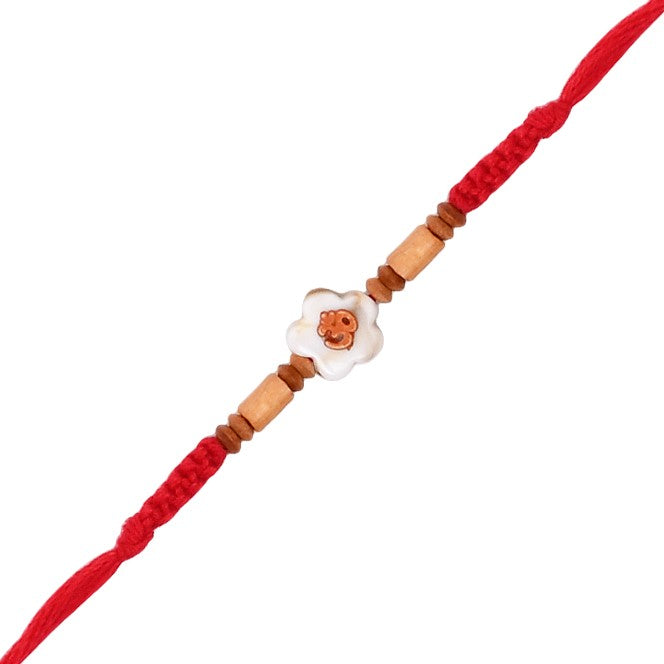 Om Floral Rakhi with Roli Chawal and Raksha Bandhan Card