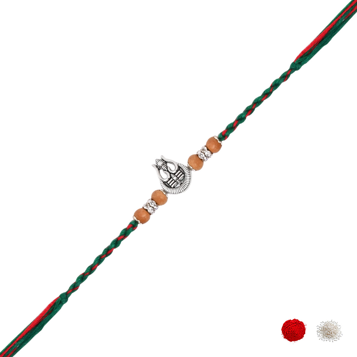 Trishul Pearl Rakhi for Brother with Roli Chawal and Raksha Bandhan Card
