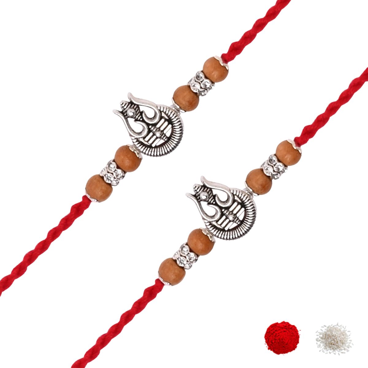 Trishul Rakhi for Bhai - Traditional Religious Design with Roli Chawal (Pack of 2)