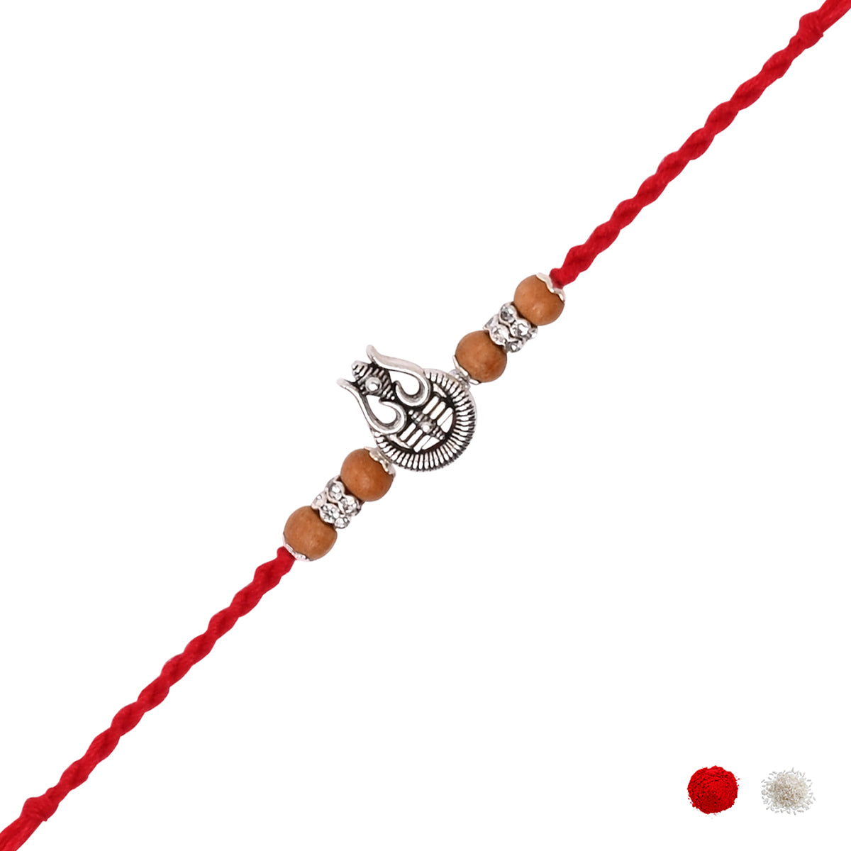 Trishul Rudraksh Beads Rakhi with Roli Chawal and Raksha Bandhan Card