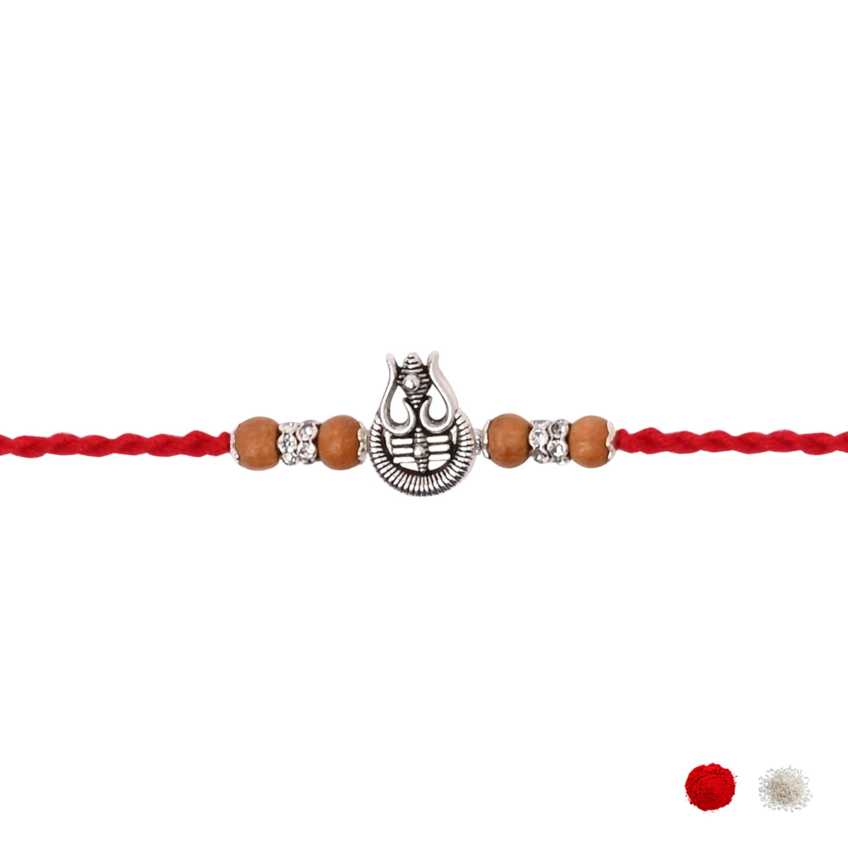 Trishul Rudraksh Beads Rakhi with Roli Chawal and Raksha Bandhan Card