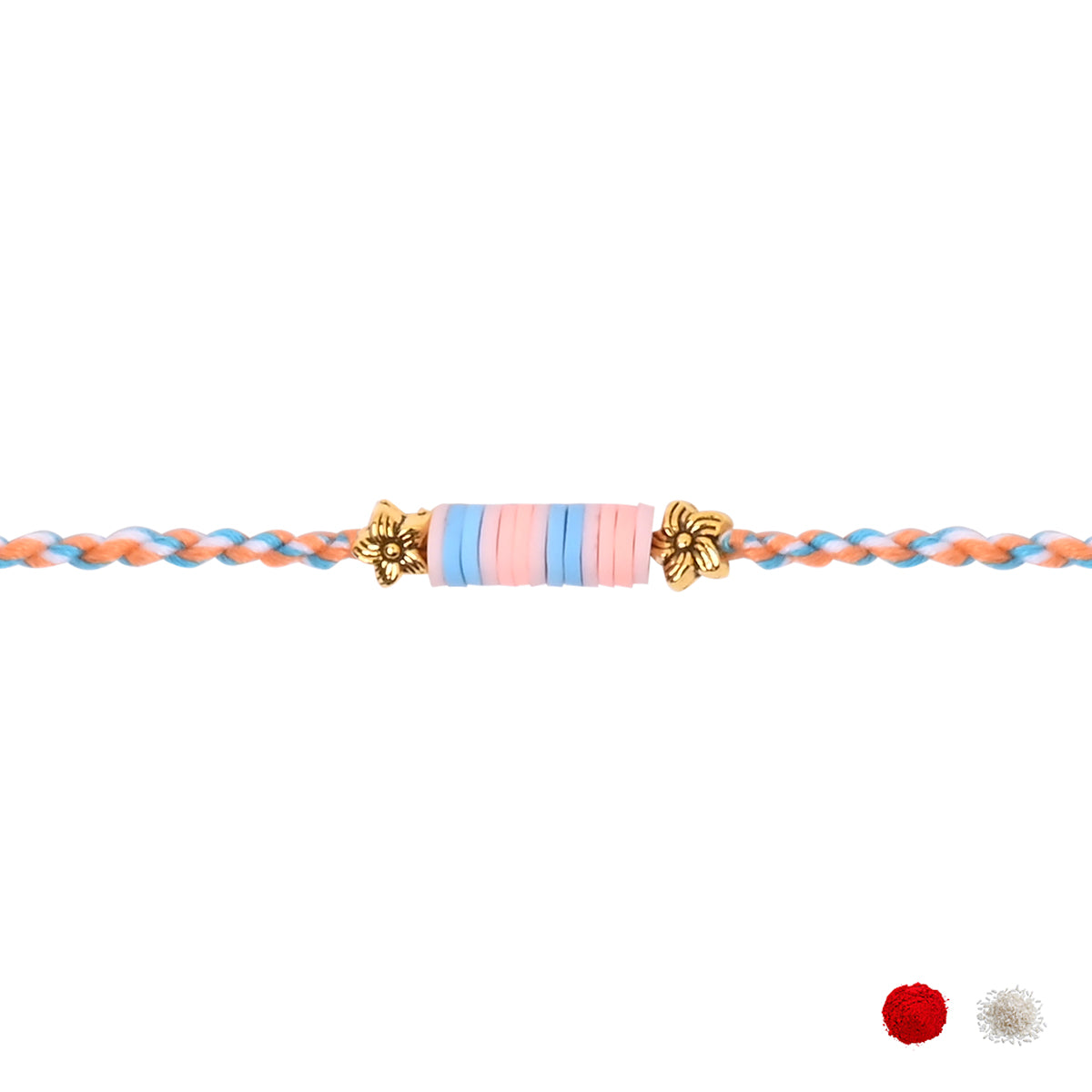 Pastel Heishi Beads Rakhi with Roli Chawal and Raksha Bandhan Card