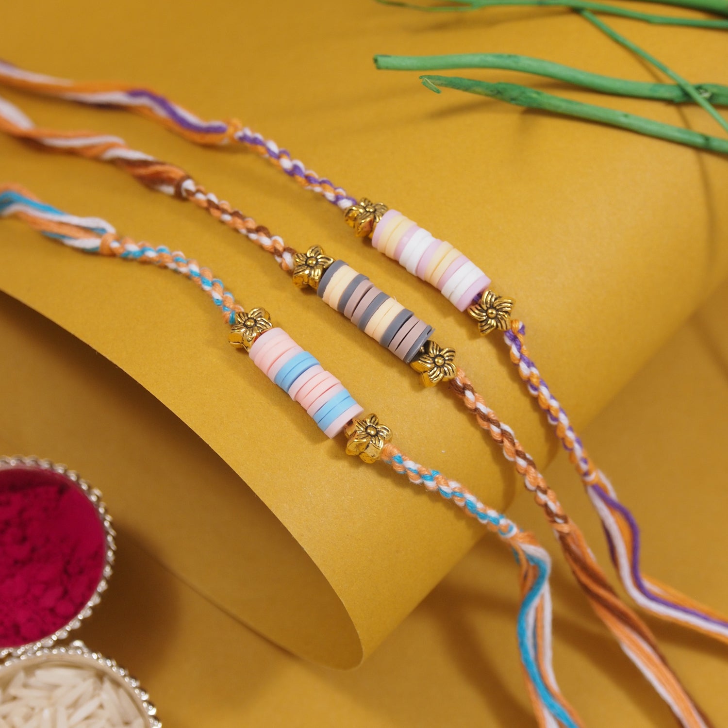 Rings Rakhi with Roli Chawal & Rakshabandhan Card (Pack of 3)