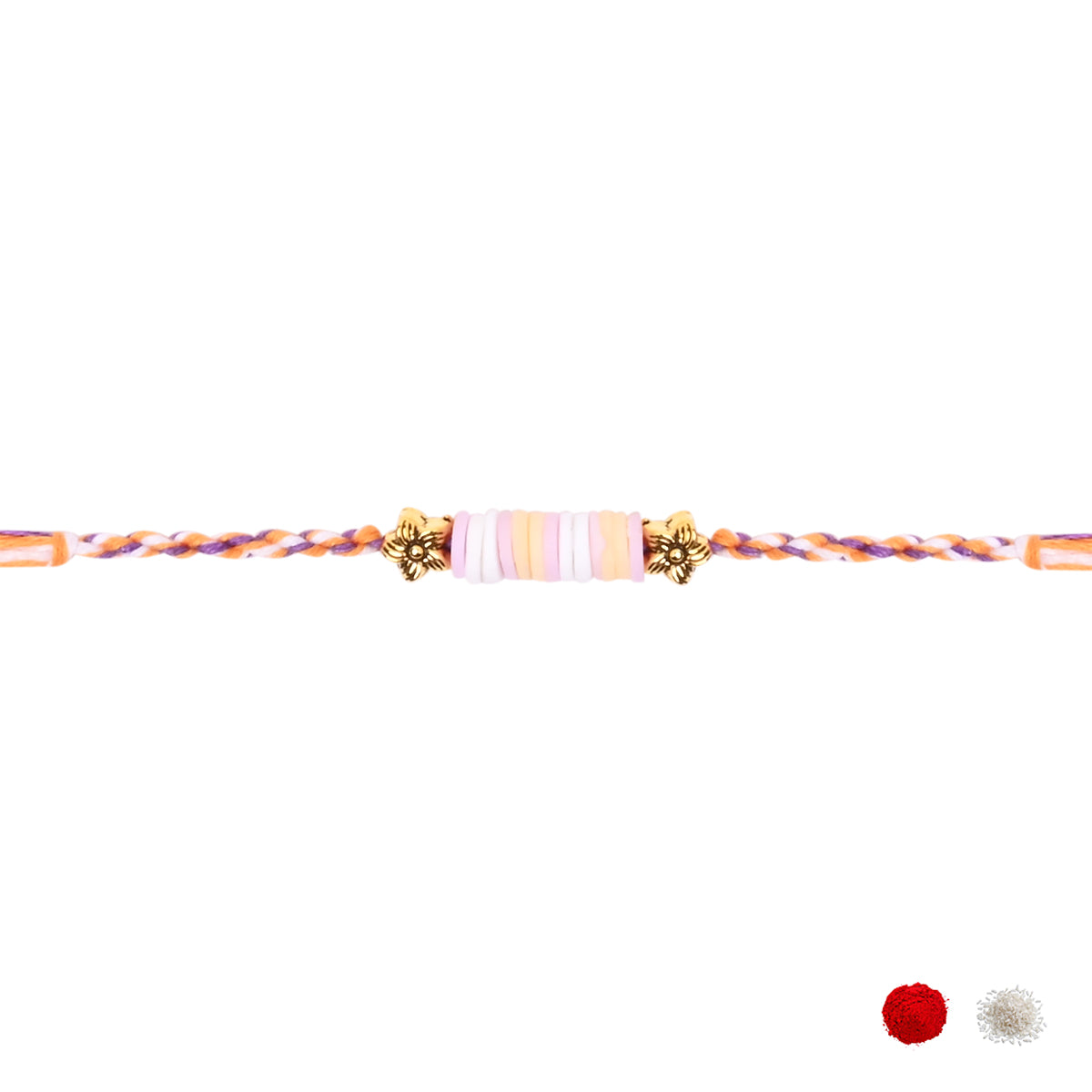 Pastel Heishi Beads Rakhi for Brother with Roli Chawal and Raksha Bandhan Card
