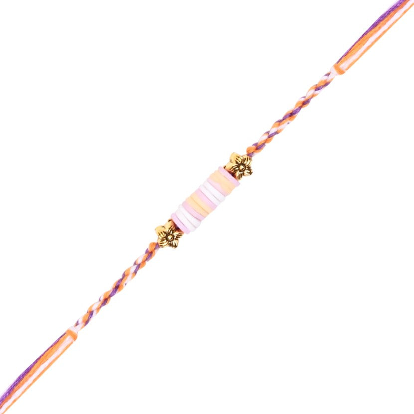 Pastel Heishi Beads Rakhi for Brother with Roli Chawal and Raksha Bandhan Card
