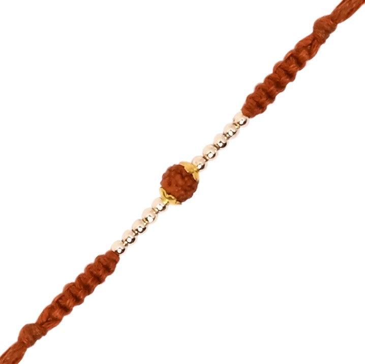 Rudraksha Bead Rakhi for Brother with Roli Chawal and Raksha Bandhan Card
