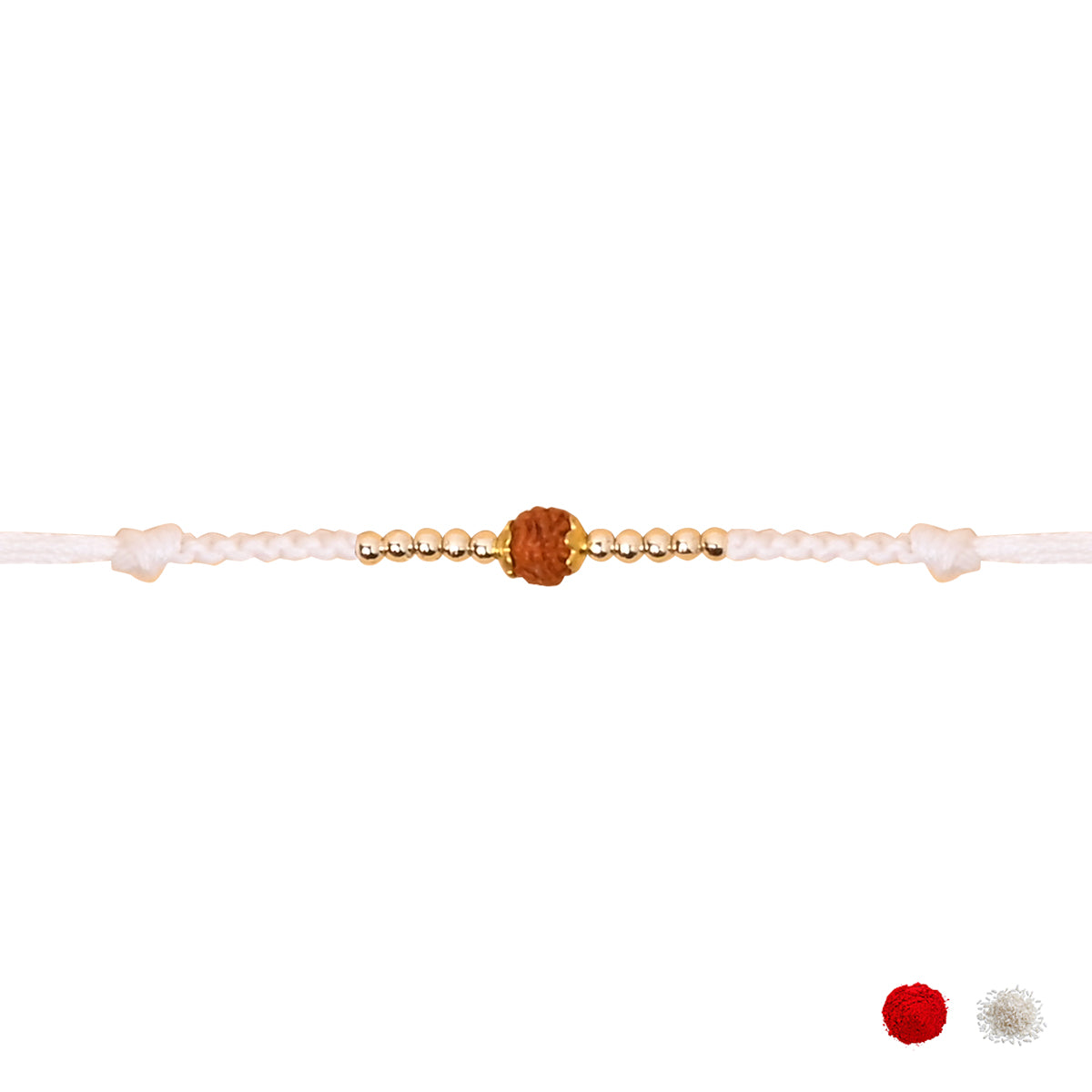 Rudraksha Beaded Rakhi with Roli Chawal and Raksha Bandhan Card
