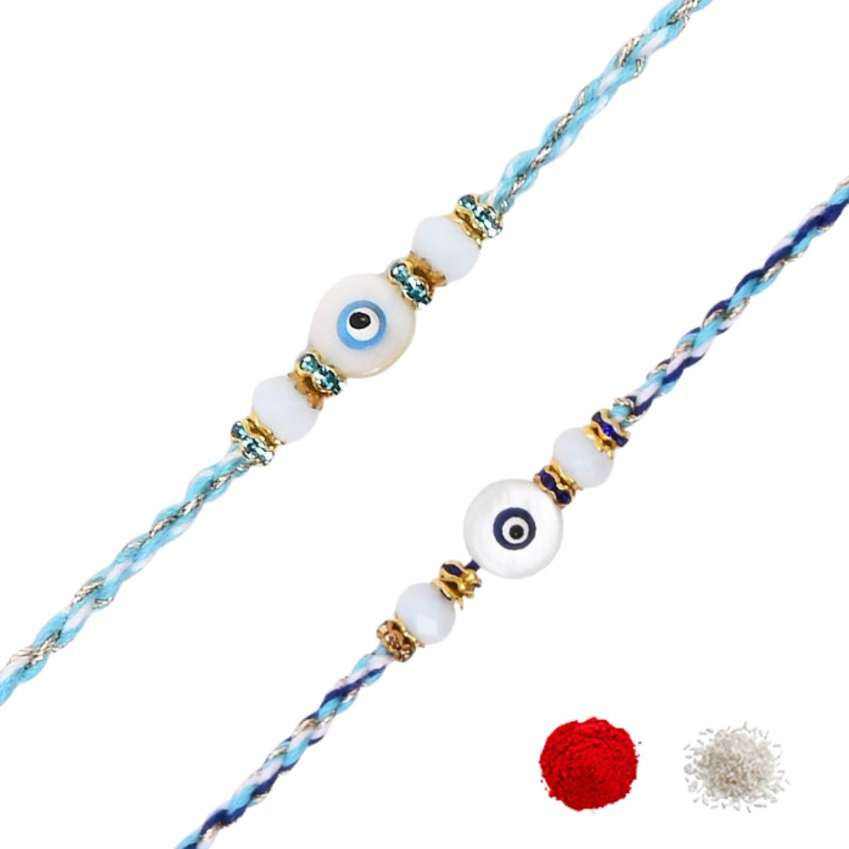 Evil Eye Combo Rakhi for Bhai - Protective Charm with Card & Roli Chawal