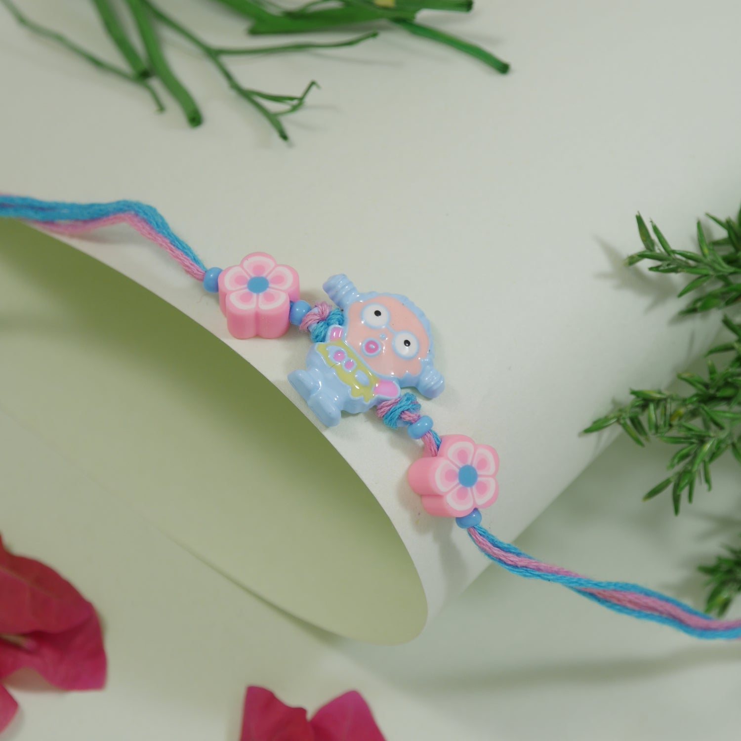 Cute Cartoon Rakhis for Kids with Roli Chawal & Rakshabhandan Card (Pack of 2)