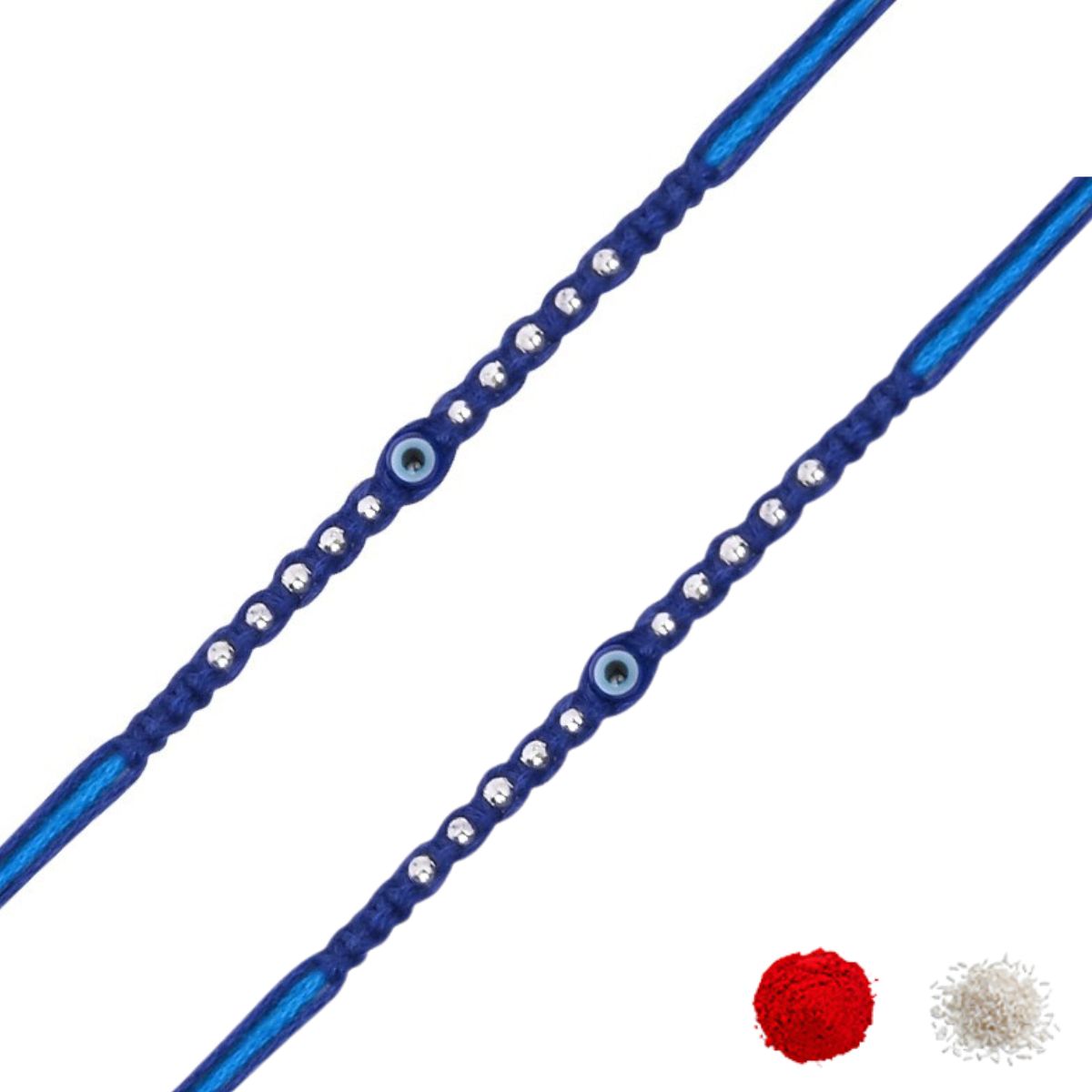 Evil Eye Rakhi Set with Roli Chawal & Rakshabandhan Card (Pack of 2)