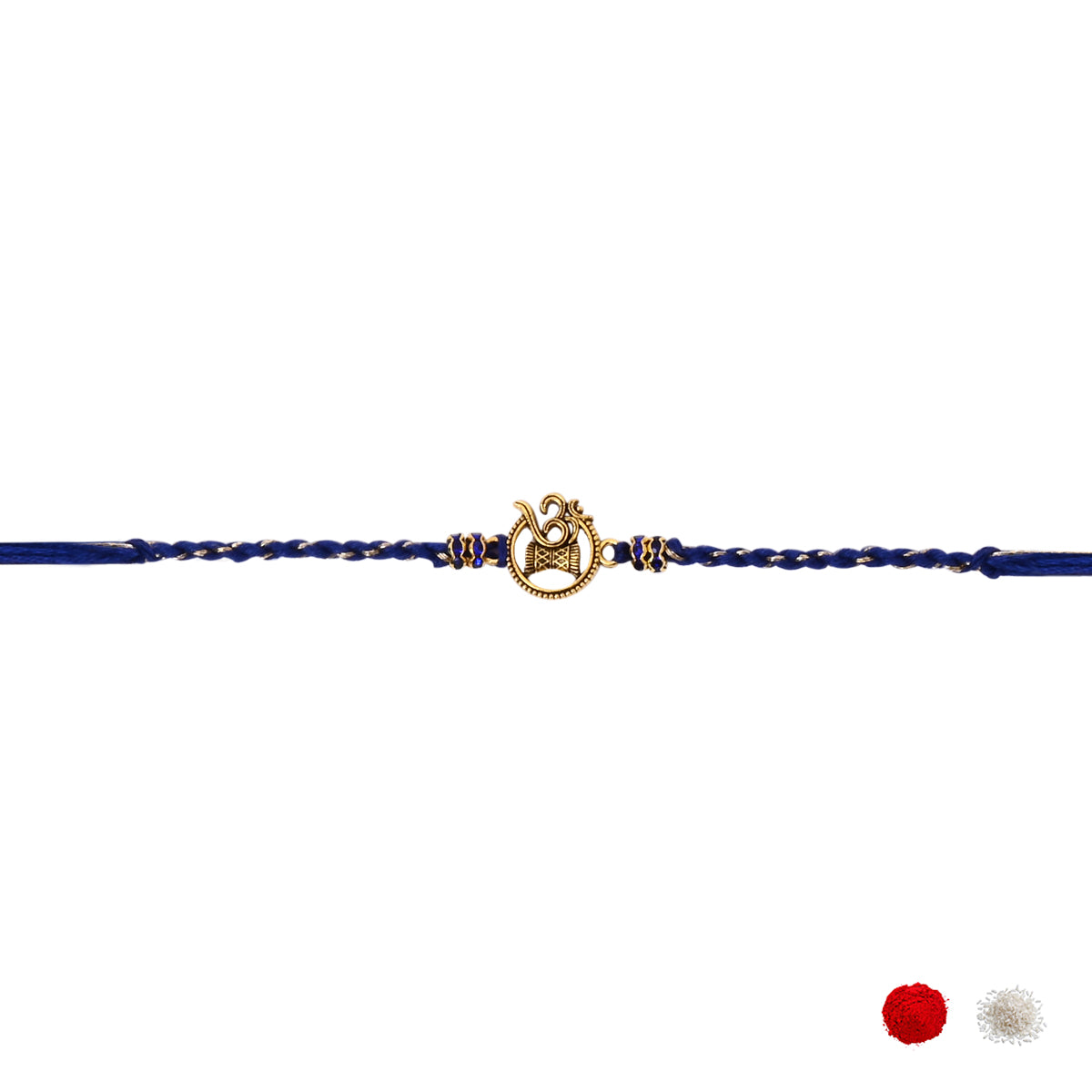Om Damru Thread Rakhi with Roli Chawal and Raksha Bandhan Card