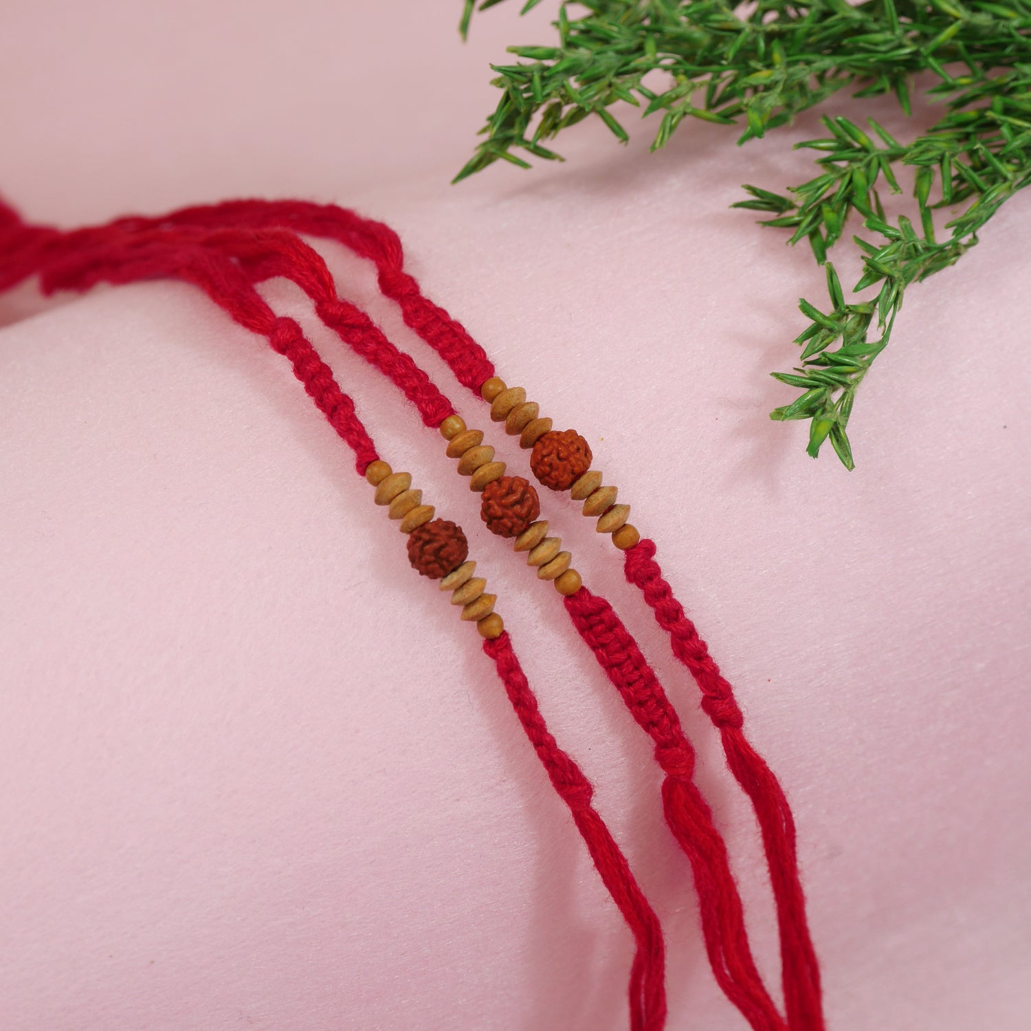 Rudraksh Pearl BEaded with Roli Chawal & Rakshabandhan Card (Pack of 3)