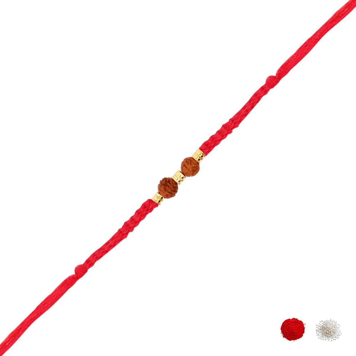 Double Rudraksha Bead Rakhi with Roli Chawal and Raksha Bandhan Card