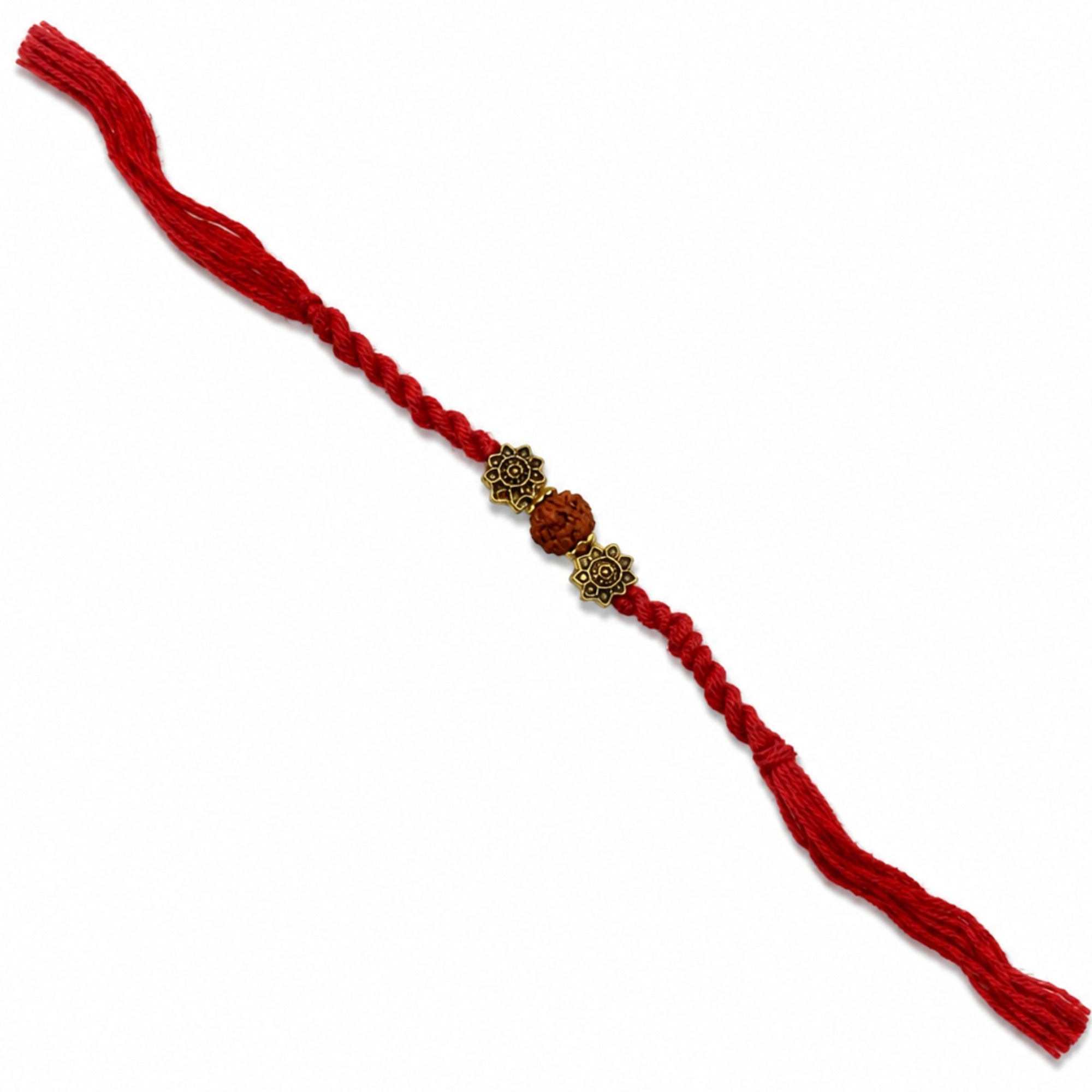 Rudraksha Pearl Rakhi with Roli Chawal and Raksha Bandhan Card