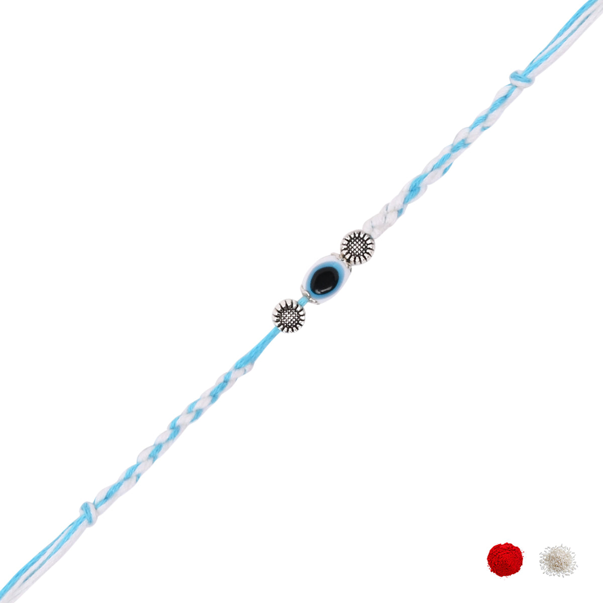 Evil Eye Floral Rakhi with Roli Chawal and Raksha Bandhan Card