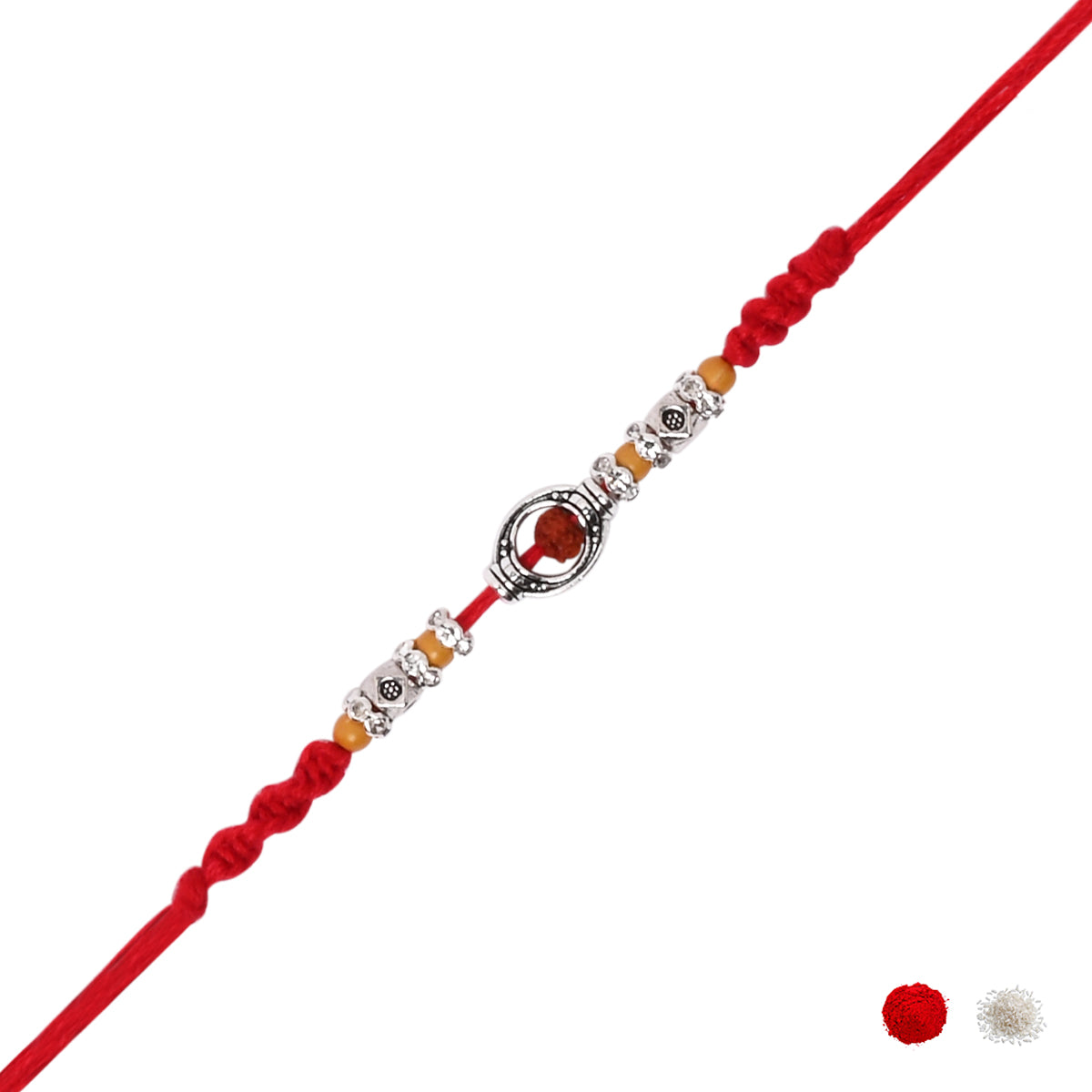 Rudraksh Rakhi with Roli Chawal & Rakshabandhan Card