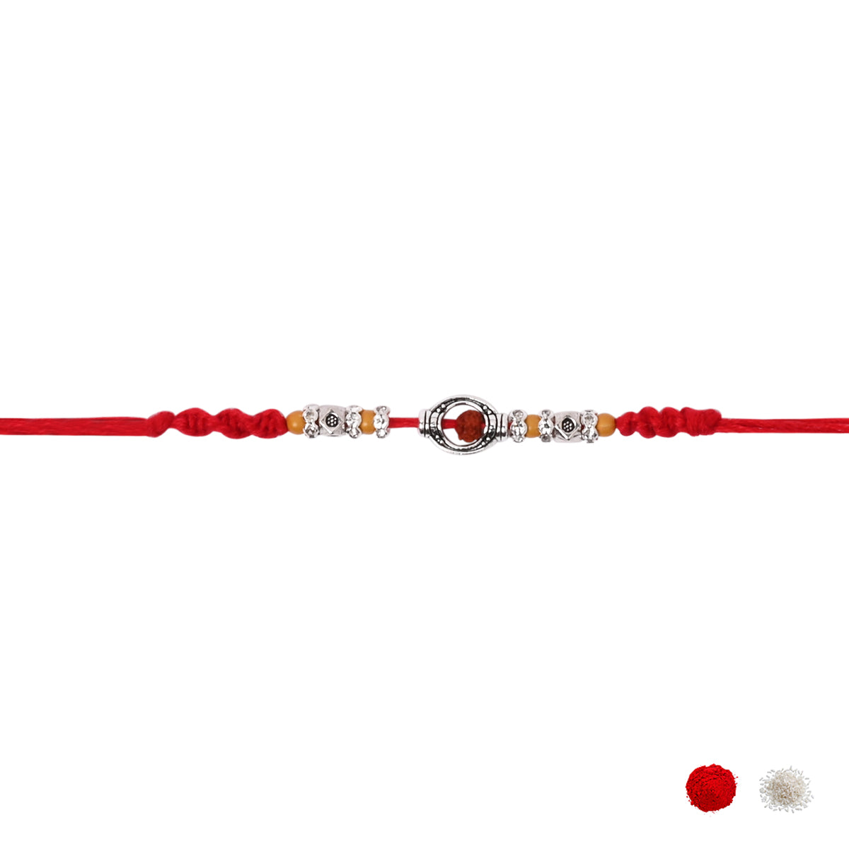 Rudraksh Rakhi Set with Roli Chawal & Rakshabandhan Card (Pack of 2)