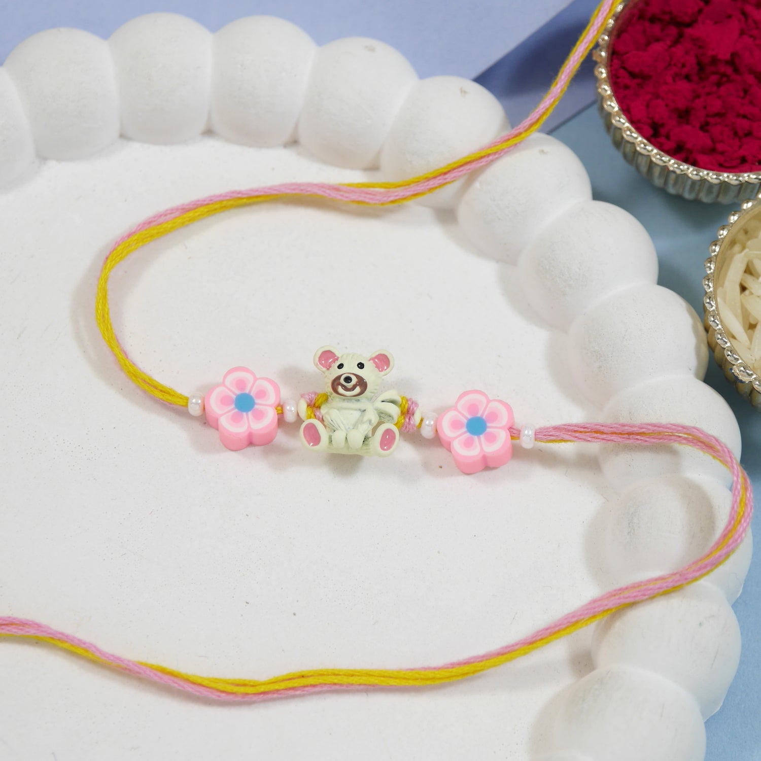 Cute Teddy Bear Rakhis for Kids with Roli Chawal & Rakshabhandan Card (Pack of 3)