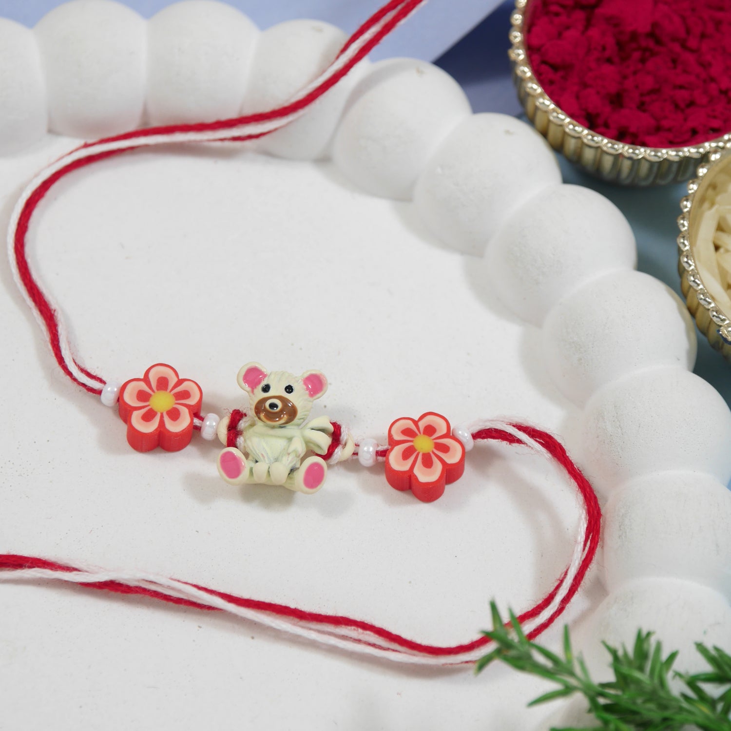 Cute Teddy Bear Rakhis for Kids with Roli Chawal & Rakshabhandan Card (Pack of 3)