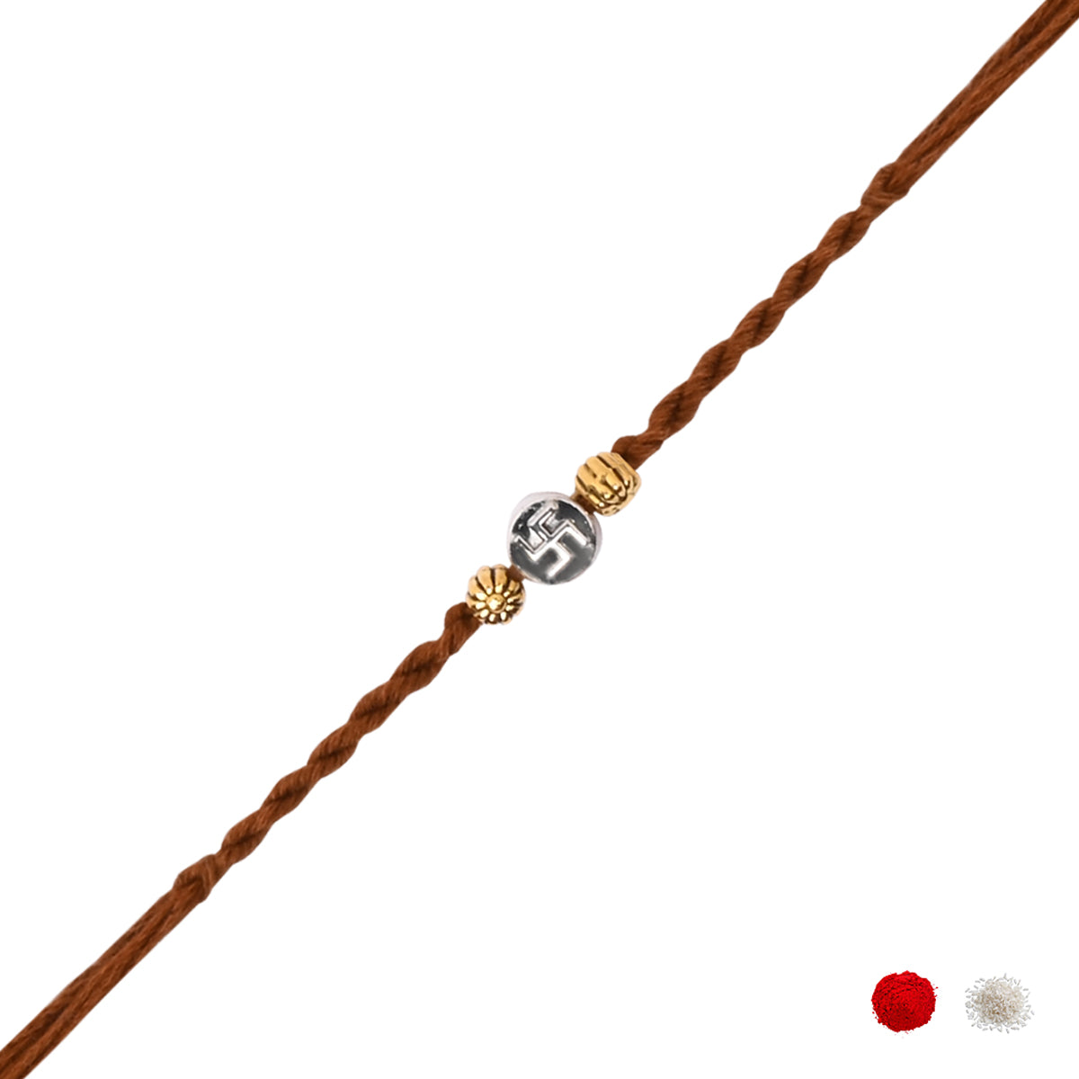 Swastik Rakhi Set with Roli Chawal & Rakshabandhan Card (Pack of 2)