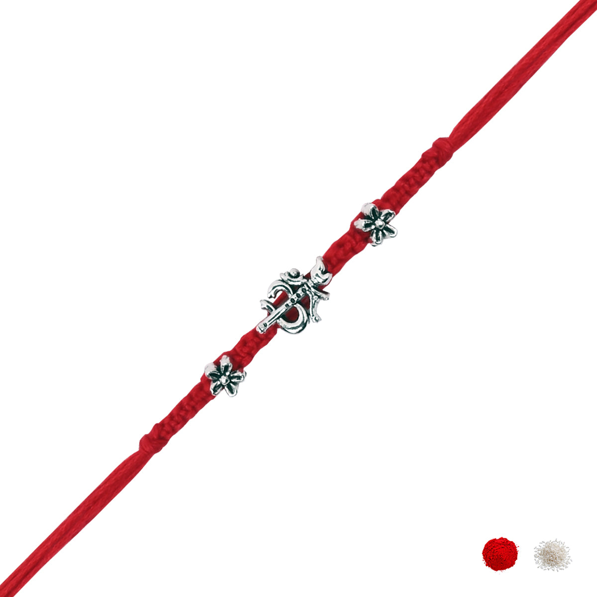Traditional Om Damru Rakhi with Roli Chawal & Rakshabhandan Card