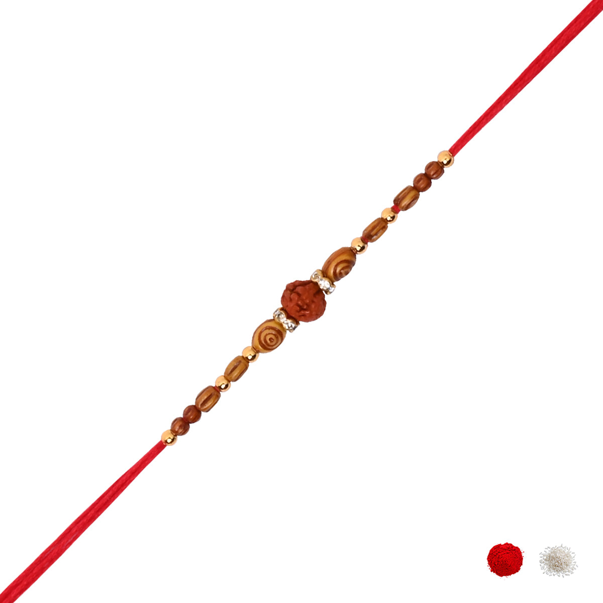 Rudraksh Rakhi Combo For Bhai - Pack of 2 with Roli Chawal & Card