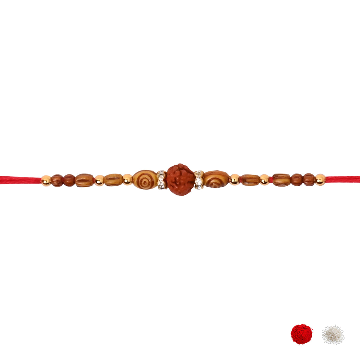 Rudraksh Rakhi Combo For Bhai - Pack of 2 with Roli Chawal & Card